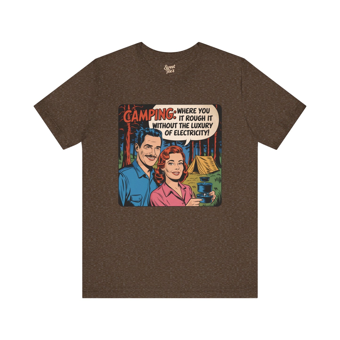 Vintage Camping Unisex Jersey Short Sleeve Tee - "Where You Rough It Without the Luxury of Electricity!"