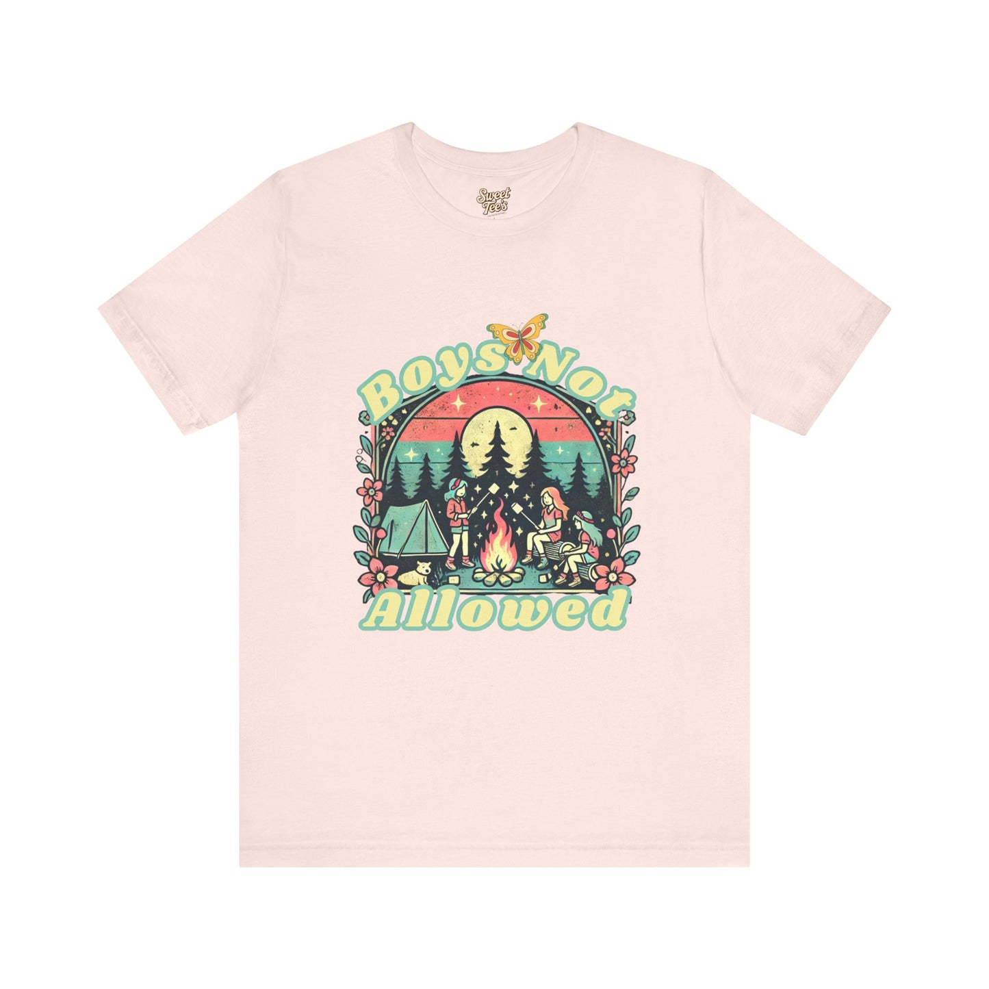 Boys Not Allowed Campfire Tee - Unisex Short Sleeve Shirt for Outdoor Lovers