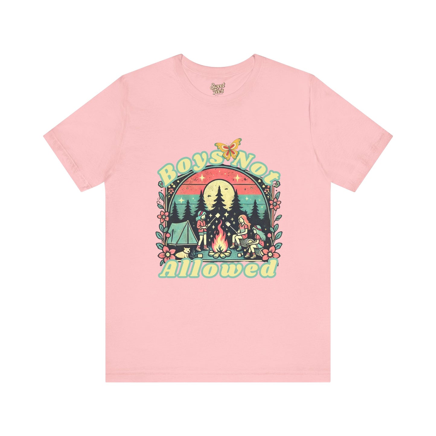 Boys Not Allowed Campfire Tee - Unisex Short Sleeve Shirt for Outdoor Lovers