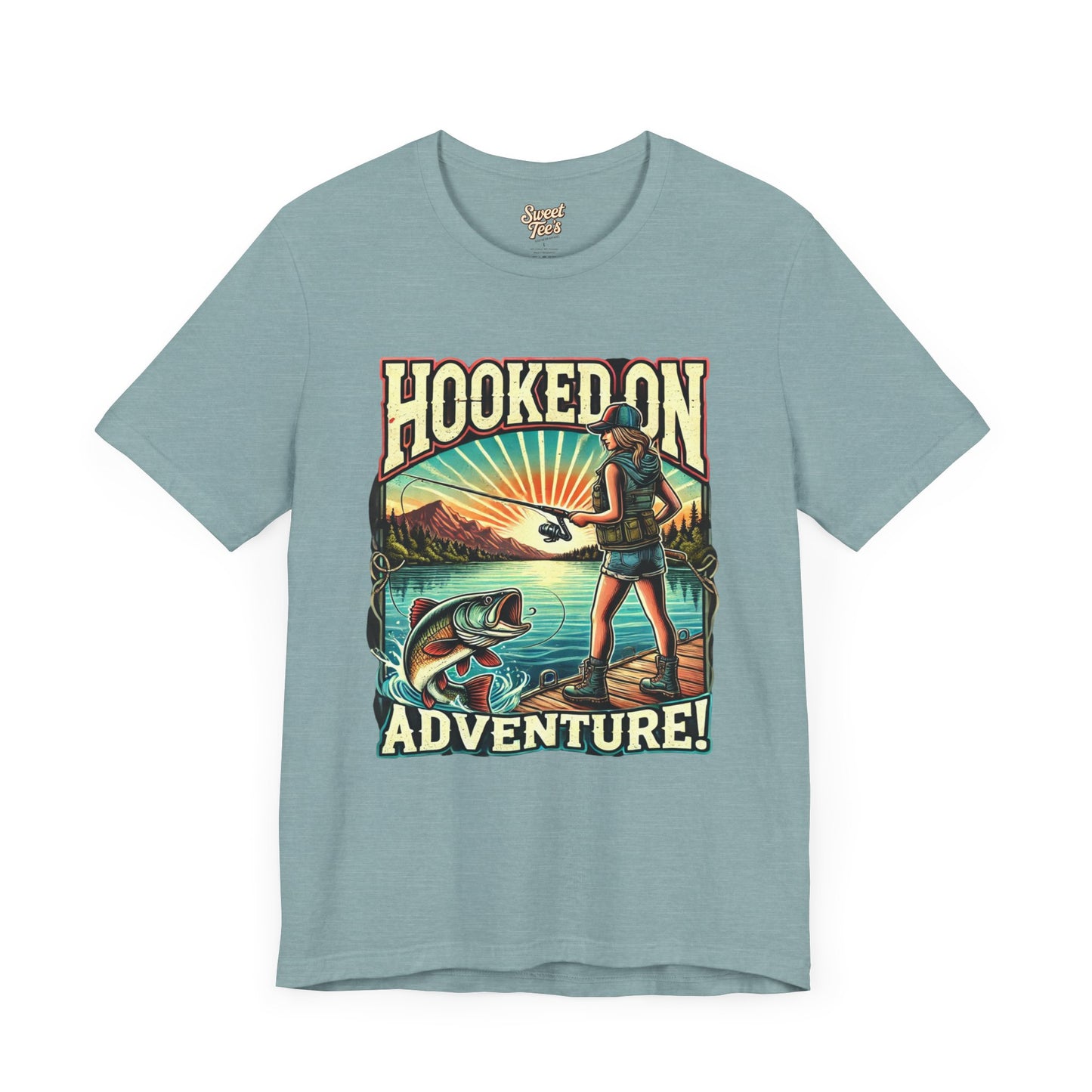 Hooked on Adventure Unisex Jersey Tee - Retro Fishing Graphic Shirt