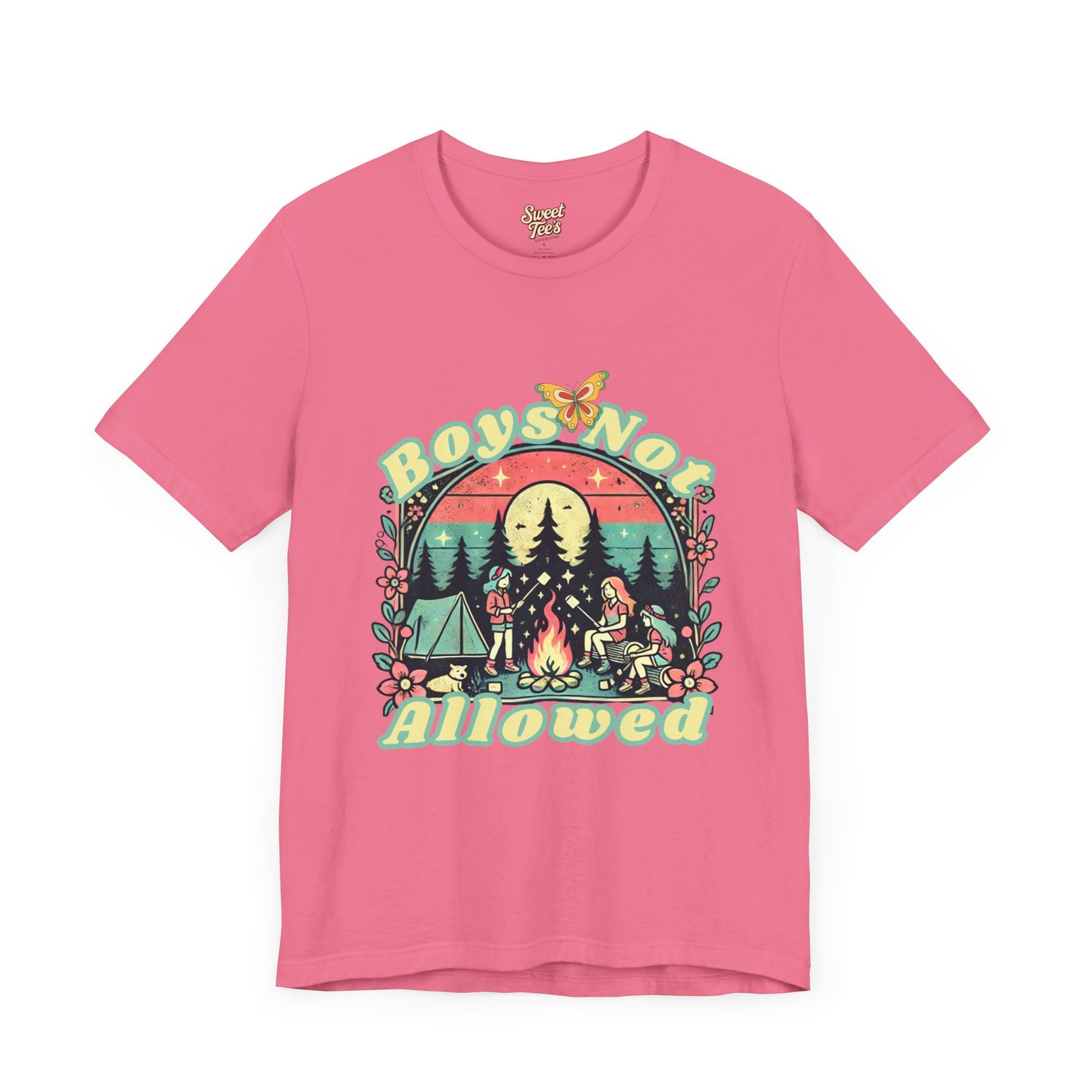 Boys Not Allowed Campfire Tee - Unisex Short Sleeve Shirt for Outdoor Lovers