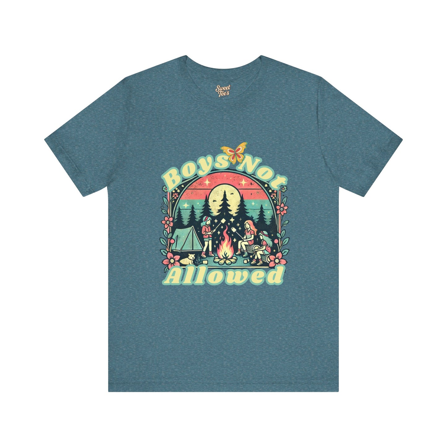Boys Not Allowed Campfire Tee - Unisex Short Sleeve Shirt for Outdoor Lovers