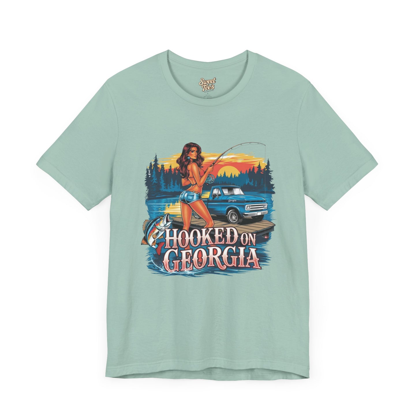 Hooked on Georgia Vintage Fishing Tee - Unisex Jersey Short Sleeve