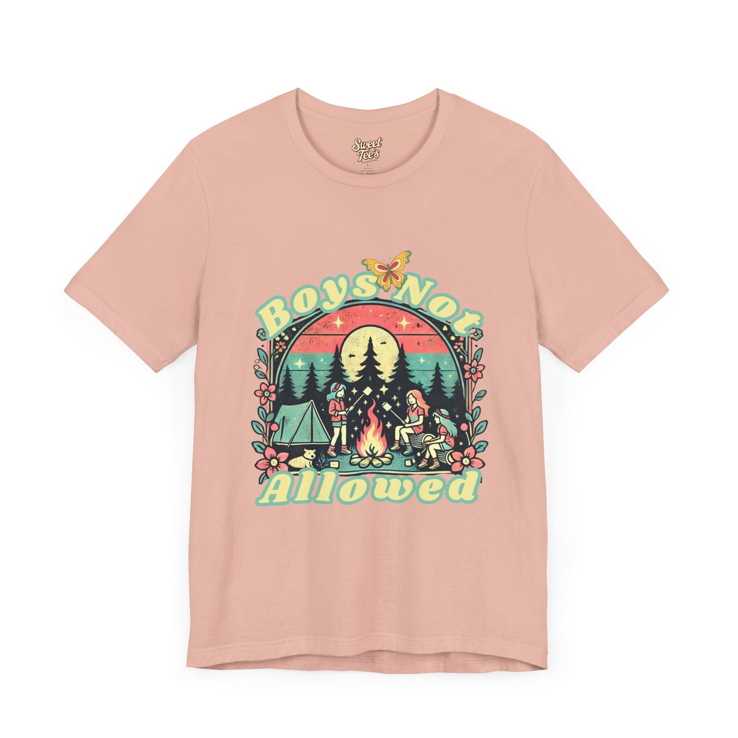 Boys Not Allowed Campfire Tee - Unisex Short Sleeve Shirt for Outdoor Lovers