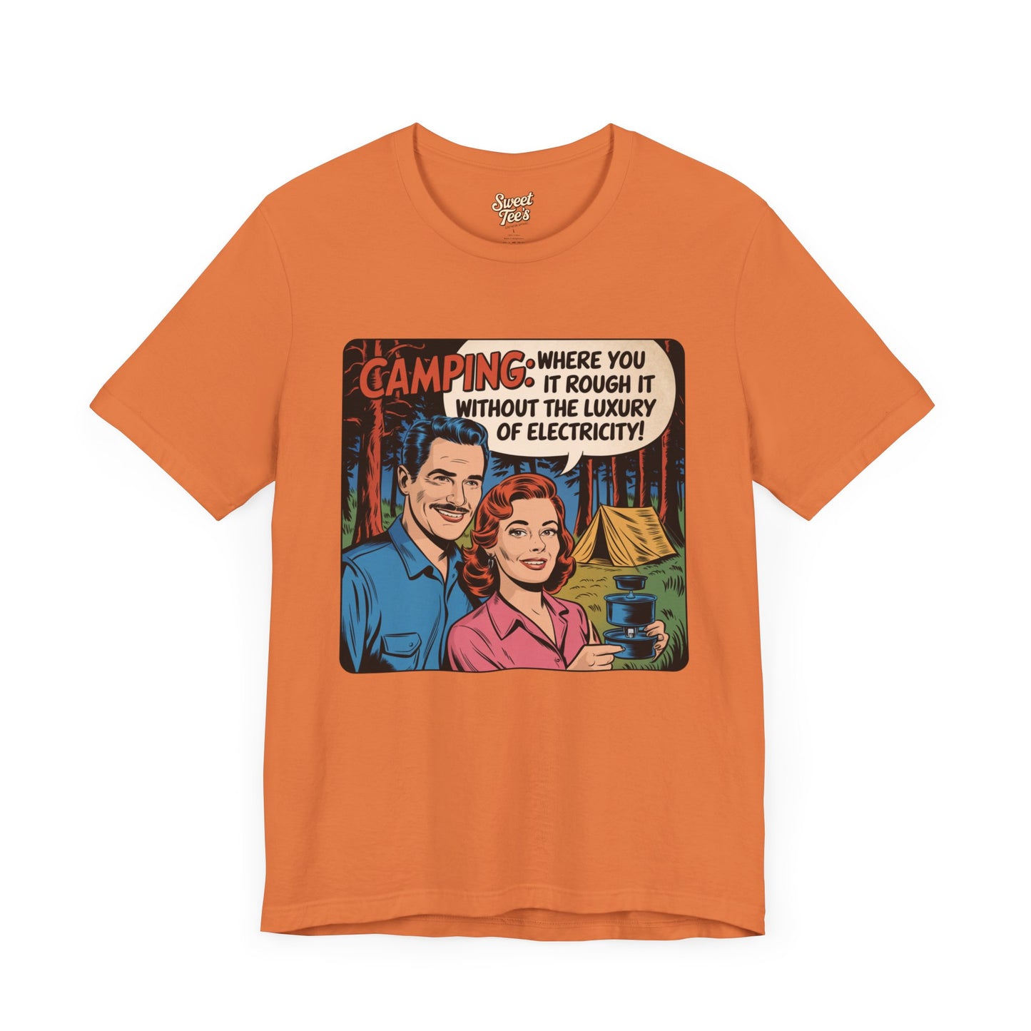 Vintage Camping Unisex Jersey Short Sleeve Tee - "Where You Rough It Without the Luxury of Electricity!"