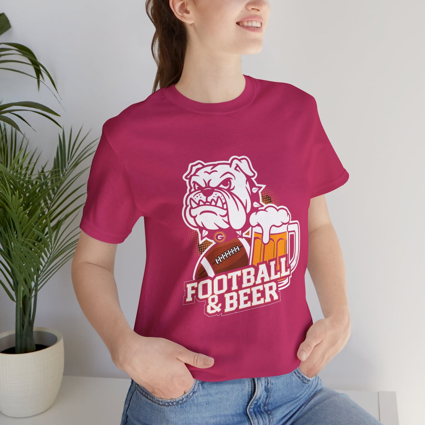 Football & Beer Unisex Short Sleeve Tee - Perfect for Game Day Celebrations