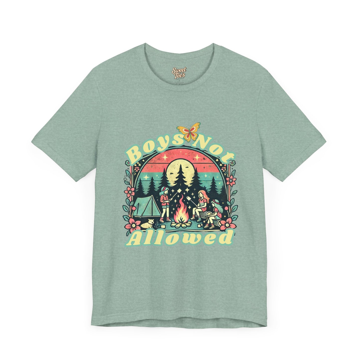 Boys Not Allowed Campfire Tee - Unisex Short Sleeve Shirt for Outdoor Lovers