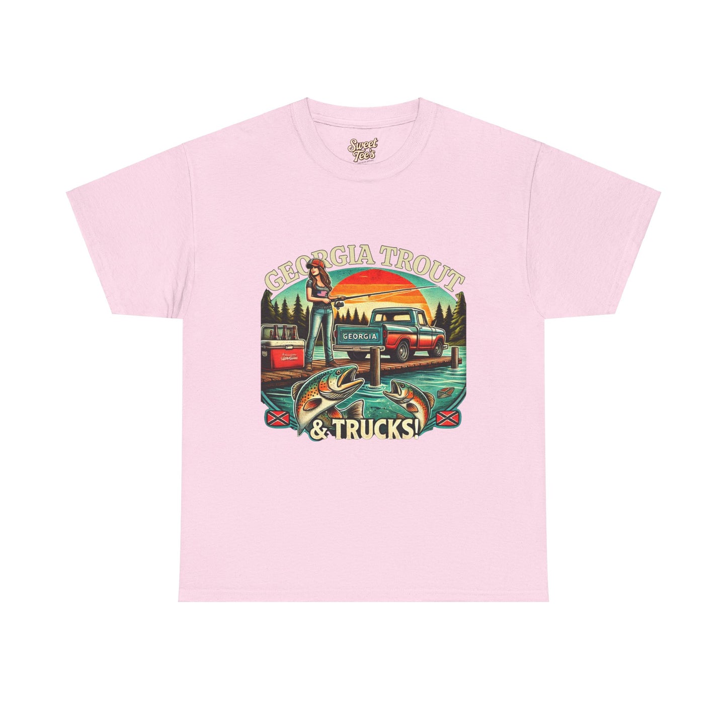 Georgia Trout & Trucks Fishing Unisex Heavy Cotton Tee