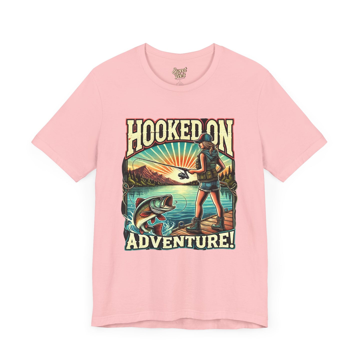 Hooked on Adventure Unisex Jersey Tee - Retro Fishing Graphic Shirt