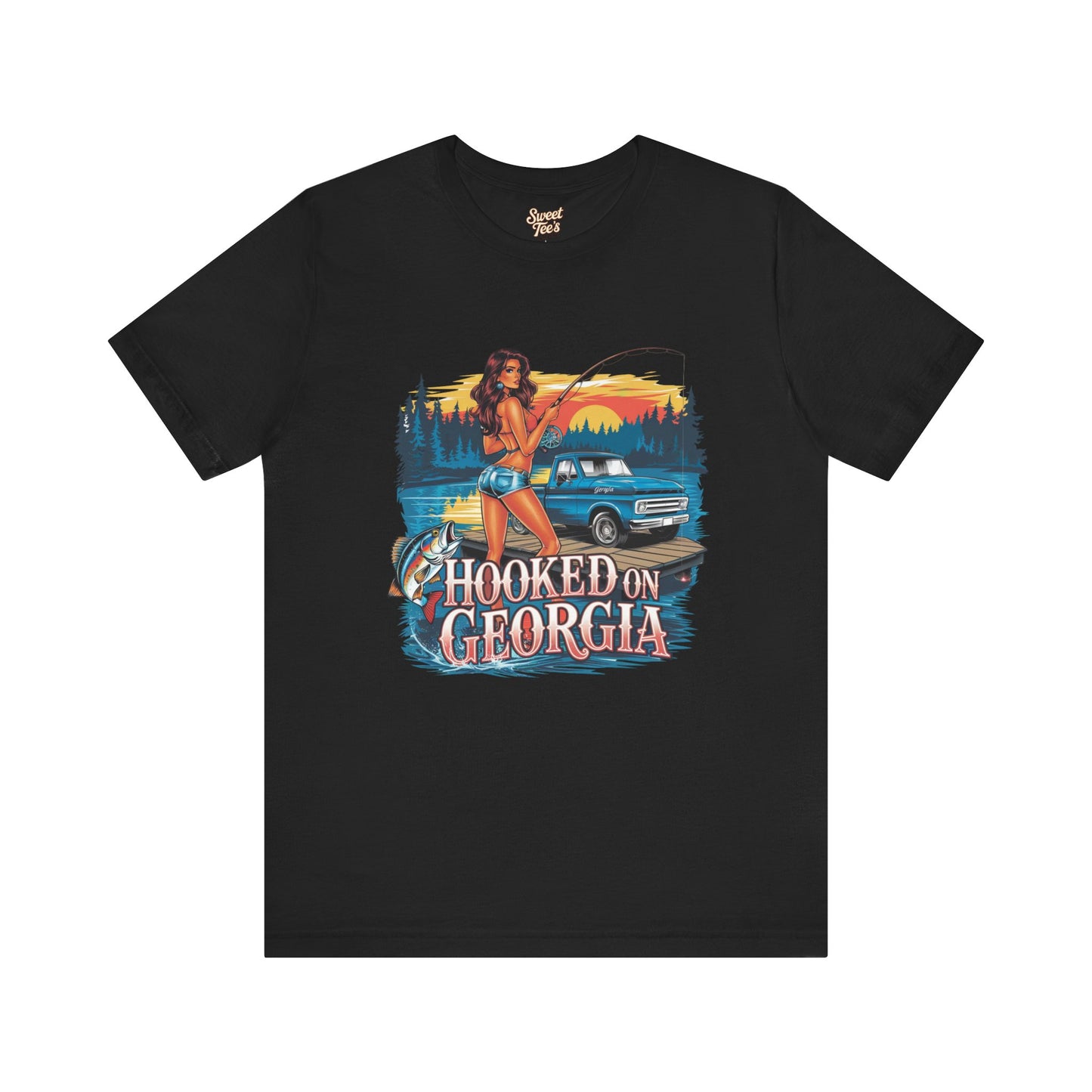 Hooked on Georgia Vintage Fishing Tee - Unisex Jersey Short Sleeve