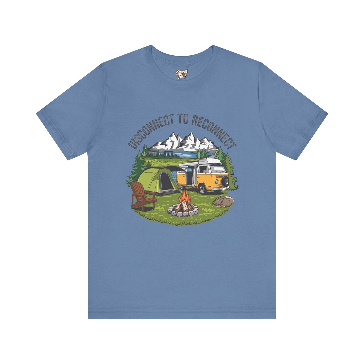 Disconnect to Reconnect Camping Tee - Unisex Jersey Short Sleeve Shirt