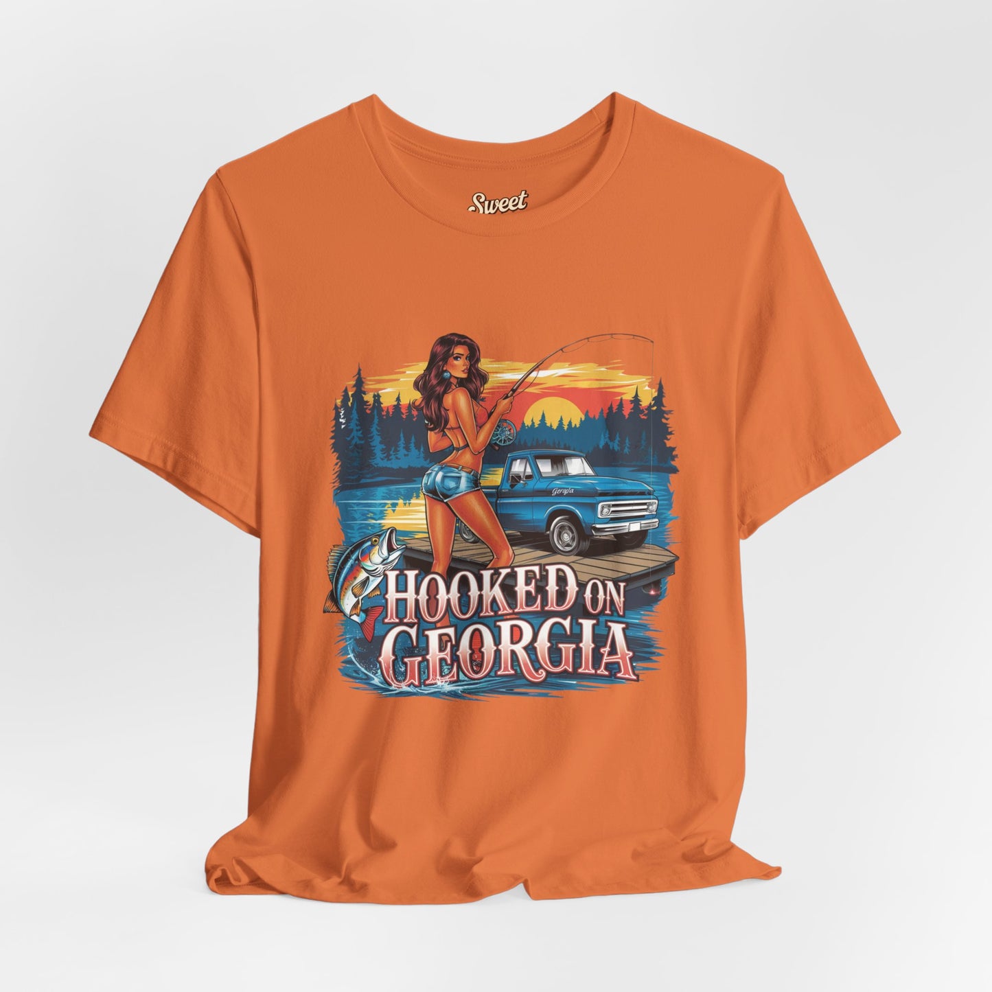 Hooked on Georgia Vintage Fishing Tee - Unisex Jersey Short Sleeve