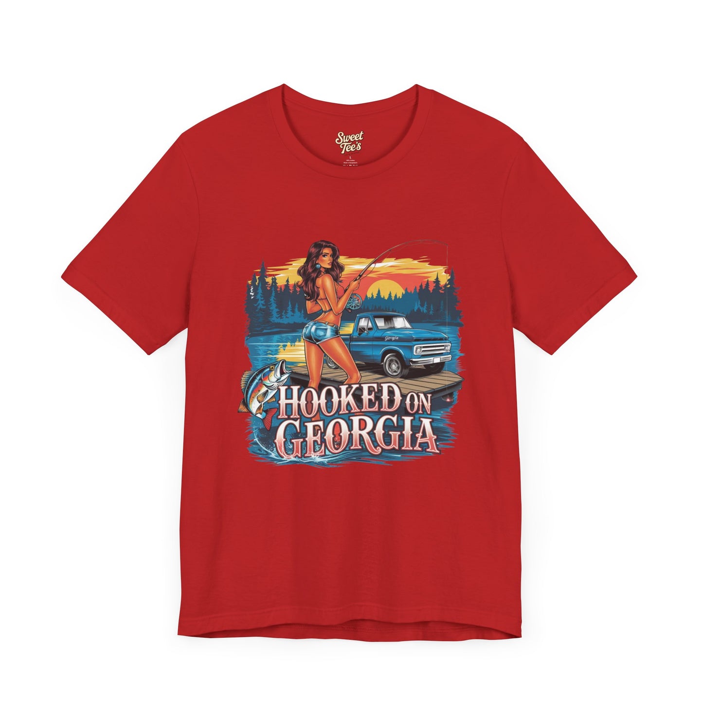 Hooked on Georgia Vintage Fishing Tee - Unisex Jersey Short Sleeve
