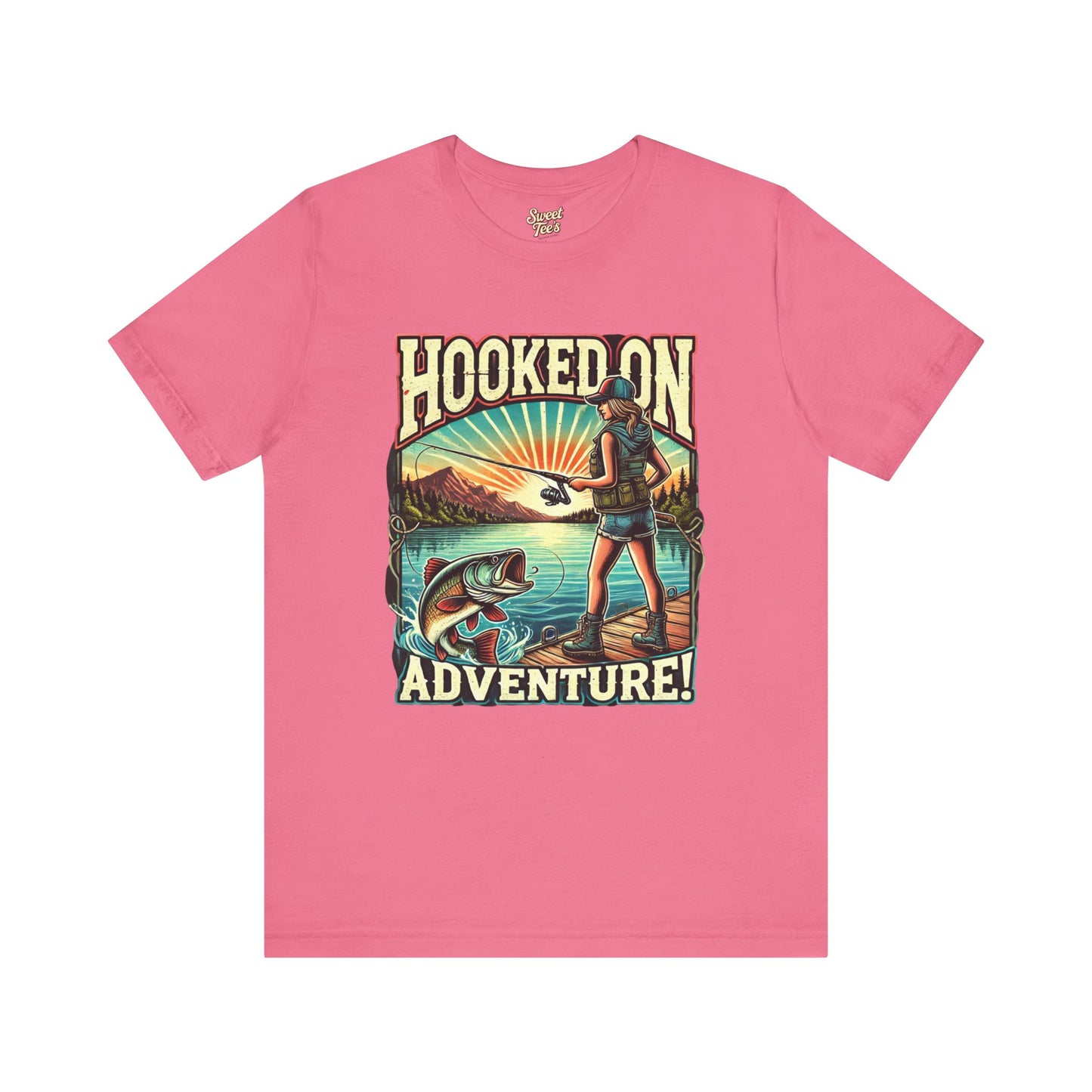 Hooked on Adventure Unisex Jersey Tee - Retro Fishing Graphic Shirt