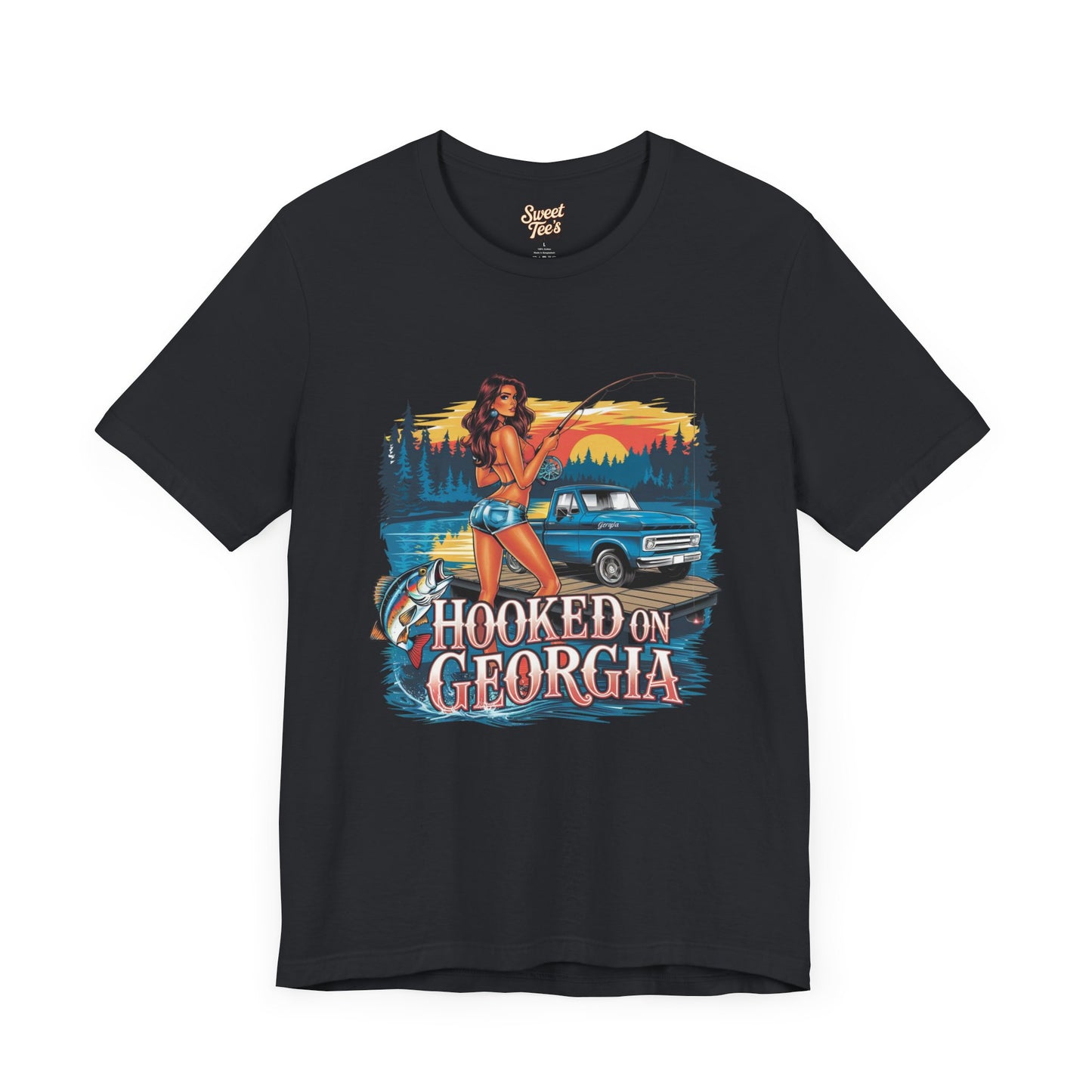 Hooked on Georgia Vintage Fishing Tee - Unisex Jersey Short Sleeve
