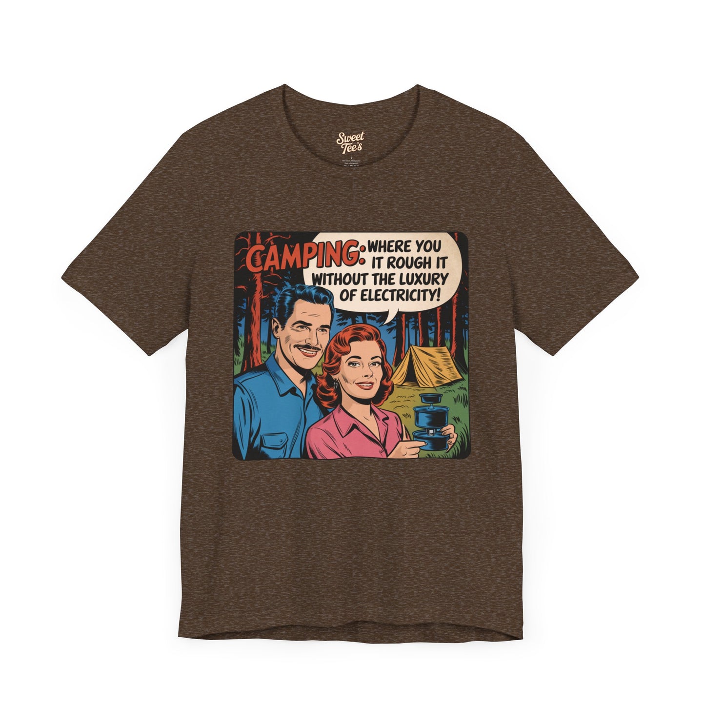 Vintage Camping Unisex Jersey Short Sleeve Tee - "Where You Rough It Without the Luxury of Electricity!"