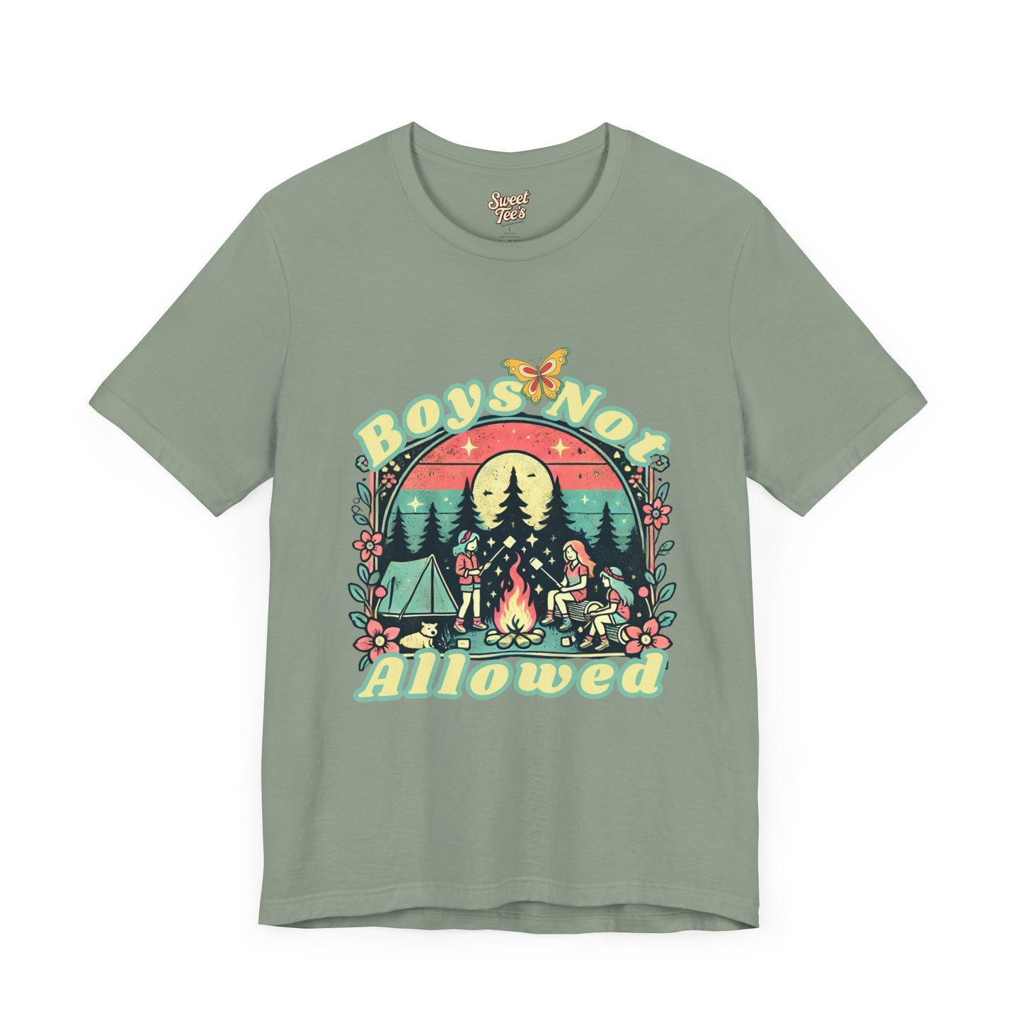 Boys Not Allowed Campfire Tee - Unisex Short Sleeve Shirt for Outdoor Lovers