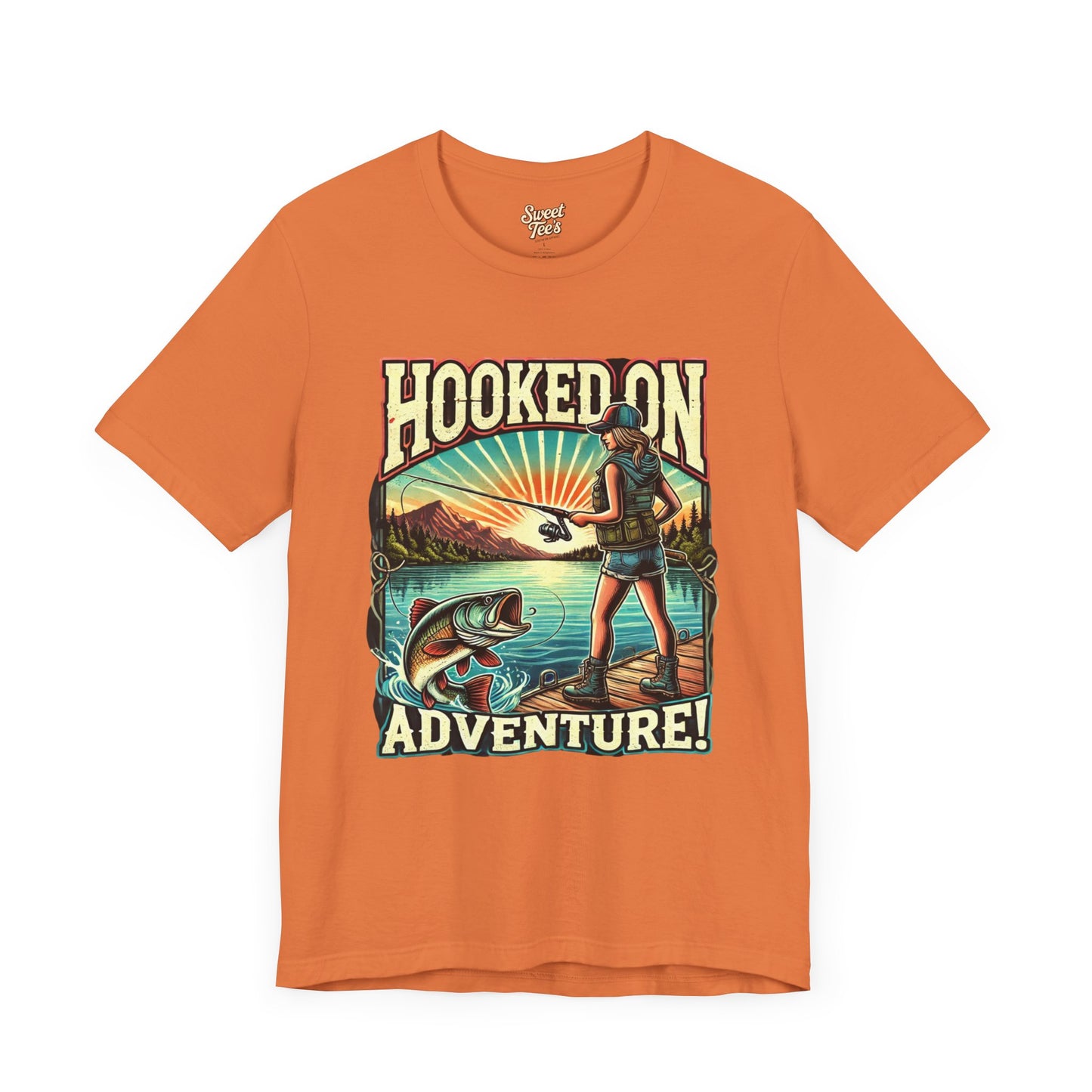 Hooked on Adventure Unisex Jersey Tee - Retro Fishing Graphic Shirt