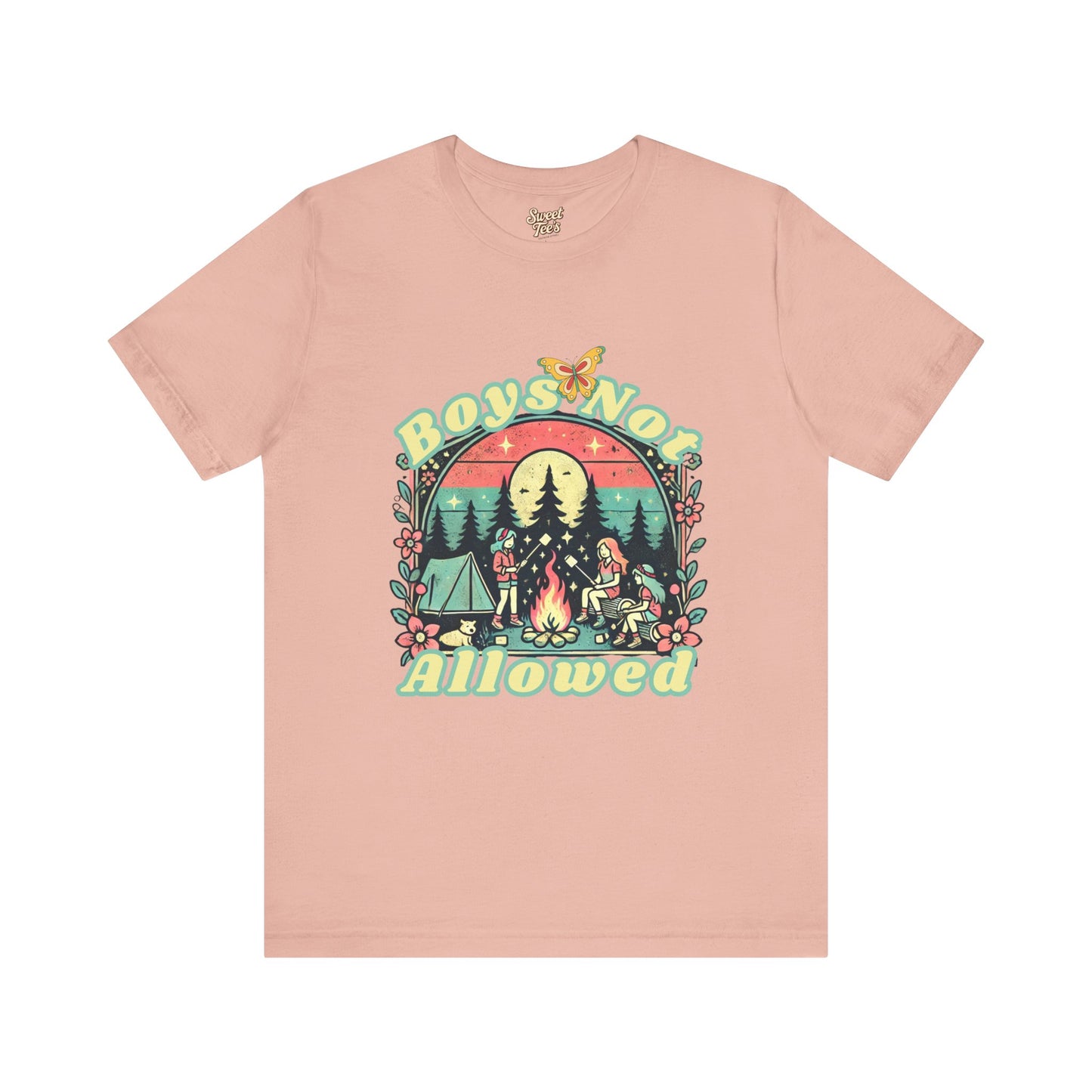 Boys Not Allowed Campfire Tee - Unisex Short Sleeve Shirt for Outdoor Lovers