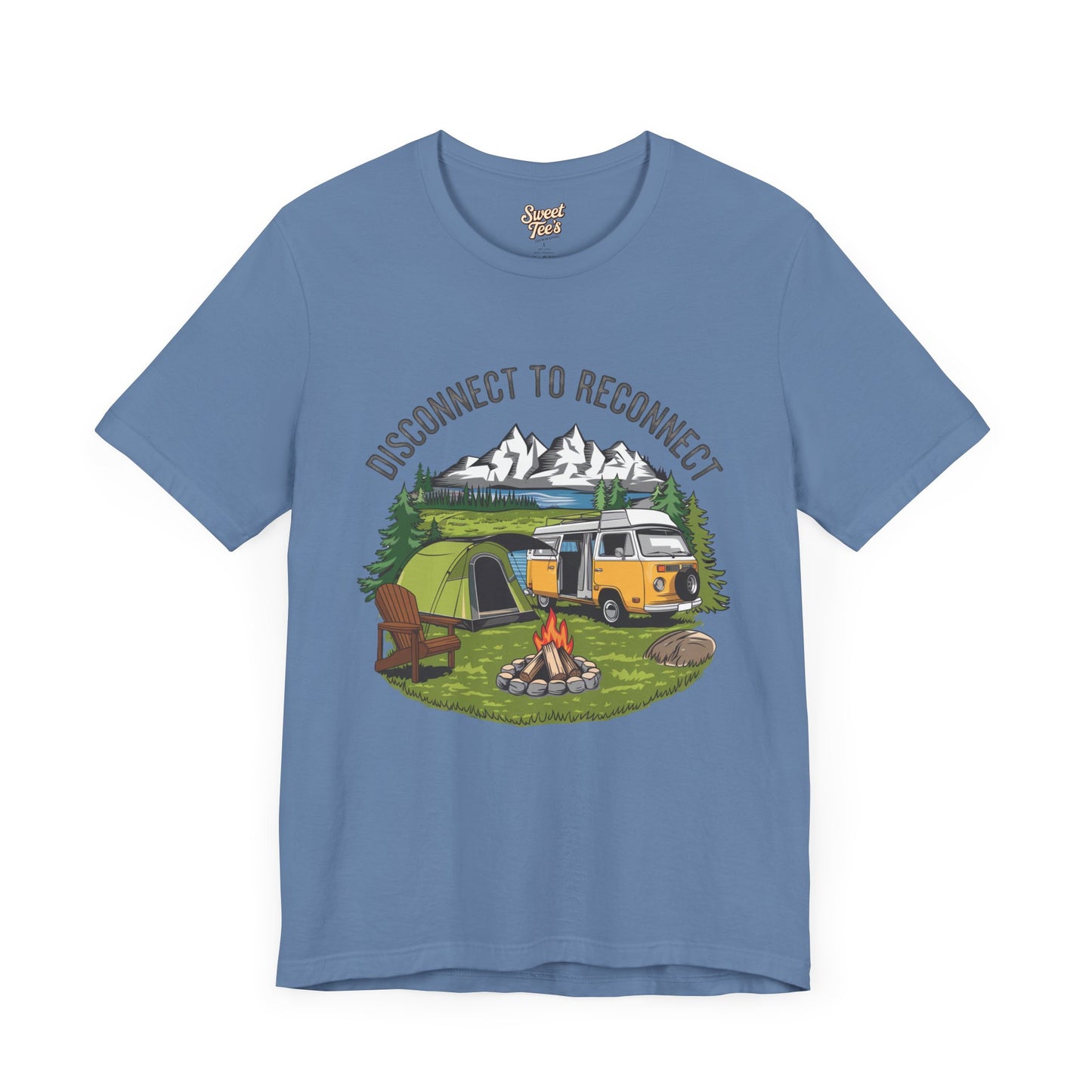 Disconnect to Reconnect Camping Tee - Unisex Jersey Short Sleeve Shirt
