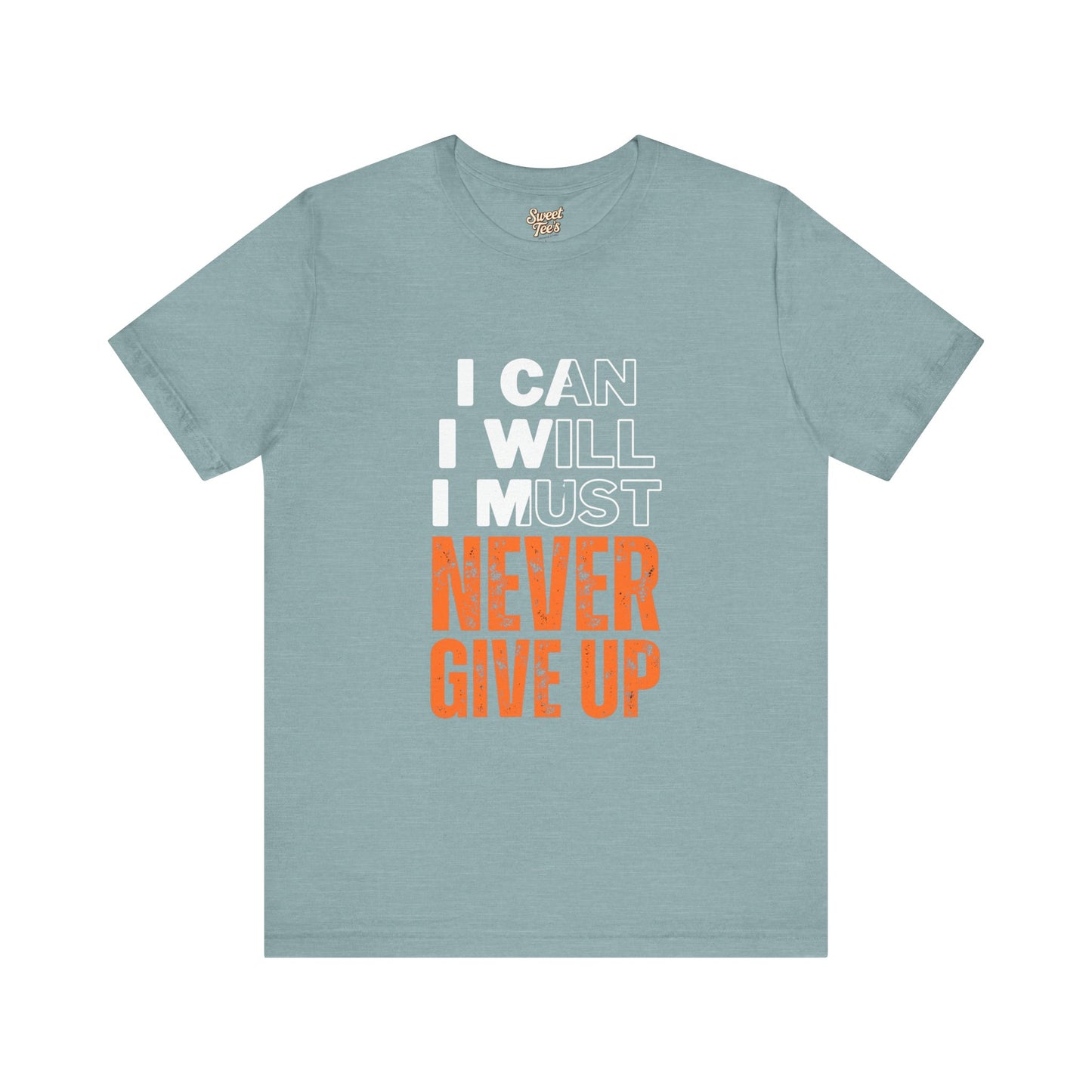 Motivational Unisex Jersey Tee - 'Never Give Up' Statement Shirt