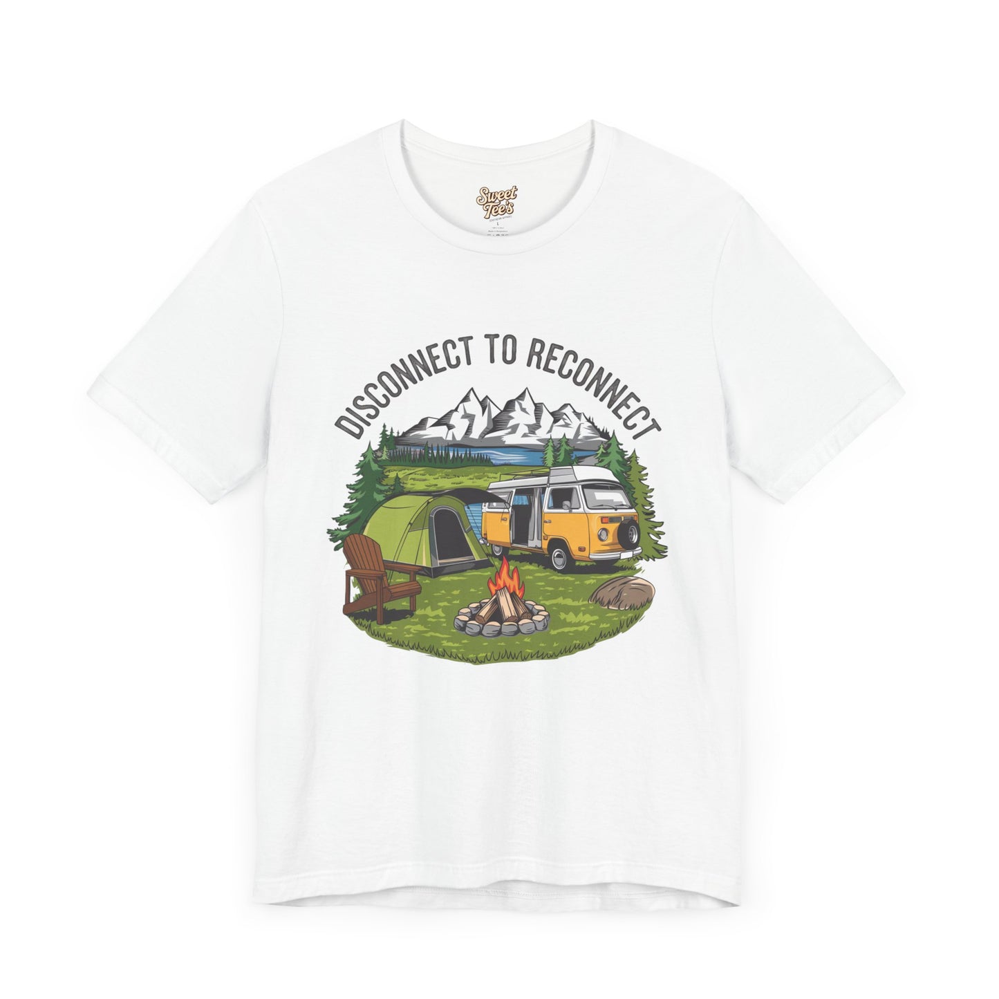 Disconnect to Reconnect Camping Tee - Unisex Jersey Short Sleeve Shirt