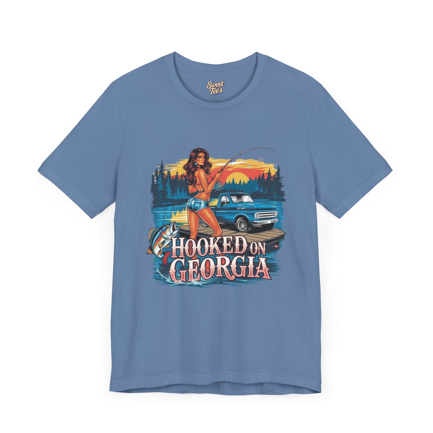 Hooked on Georgia Vintage Fishing Tee - Unisex Jersey Short Sleeve