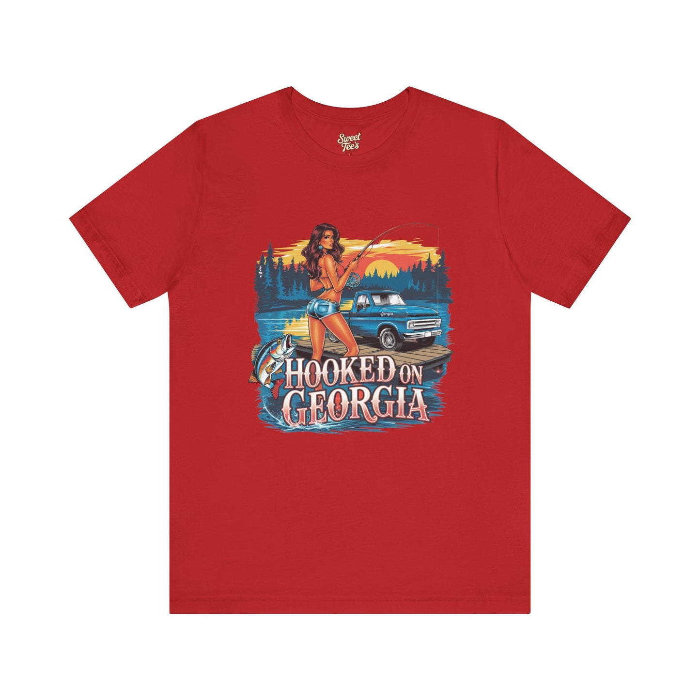 Hooked on Georgia Vintage Fishing Tee - Unisex Jersey Short Sleeve