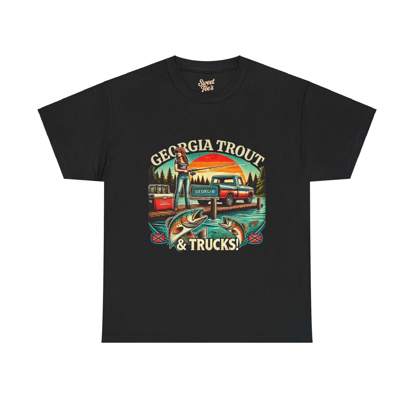Georgia Trout & Trucks Fishing Unisex Heavy Cotton Tee