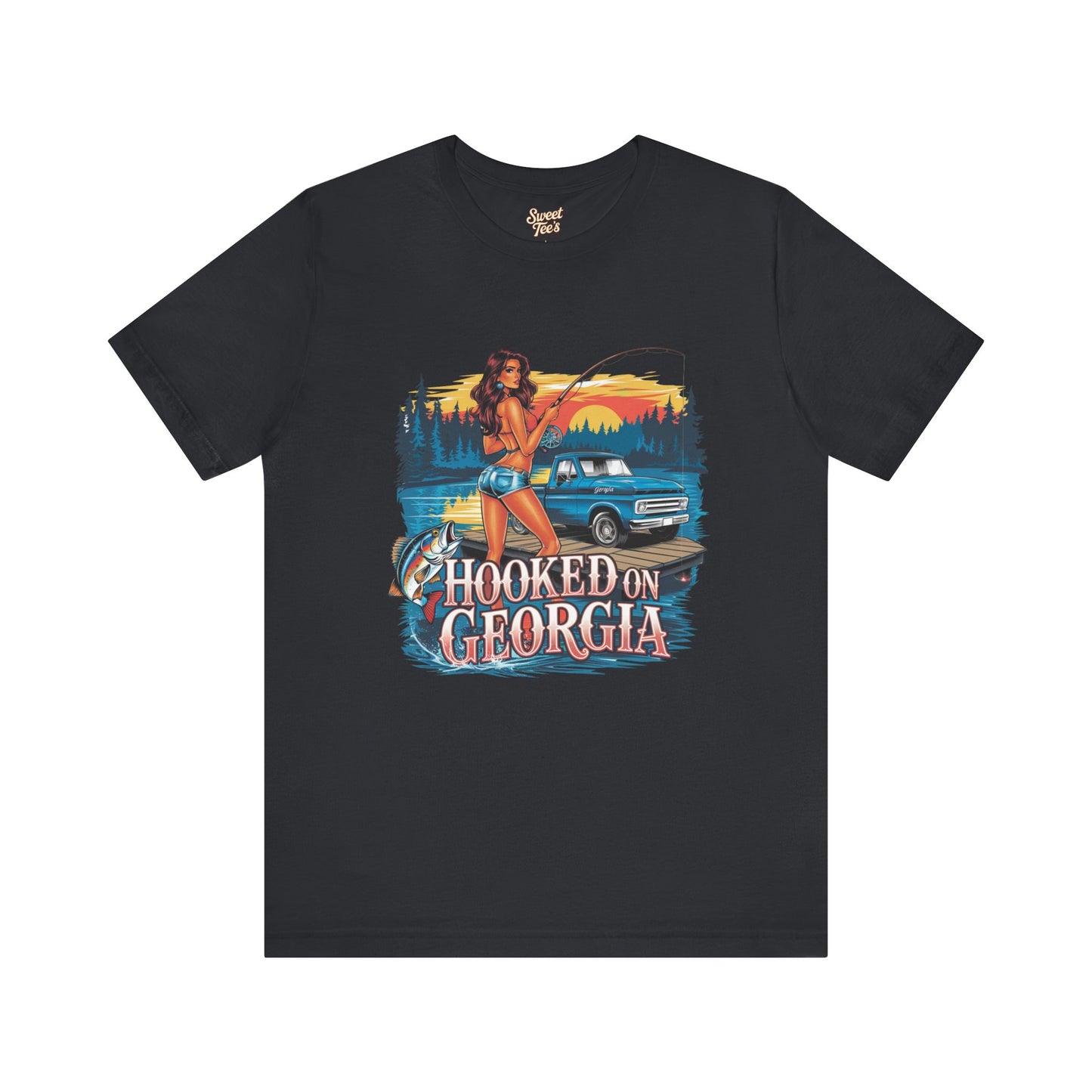 Hooked on Georgia Vintage Fishing Tee - Unisex Jersey Short Sleeve