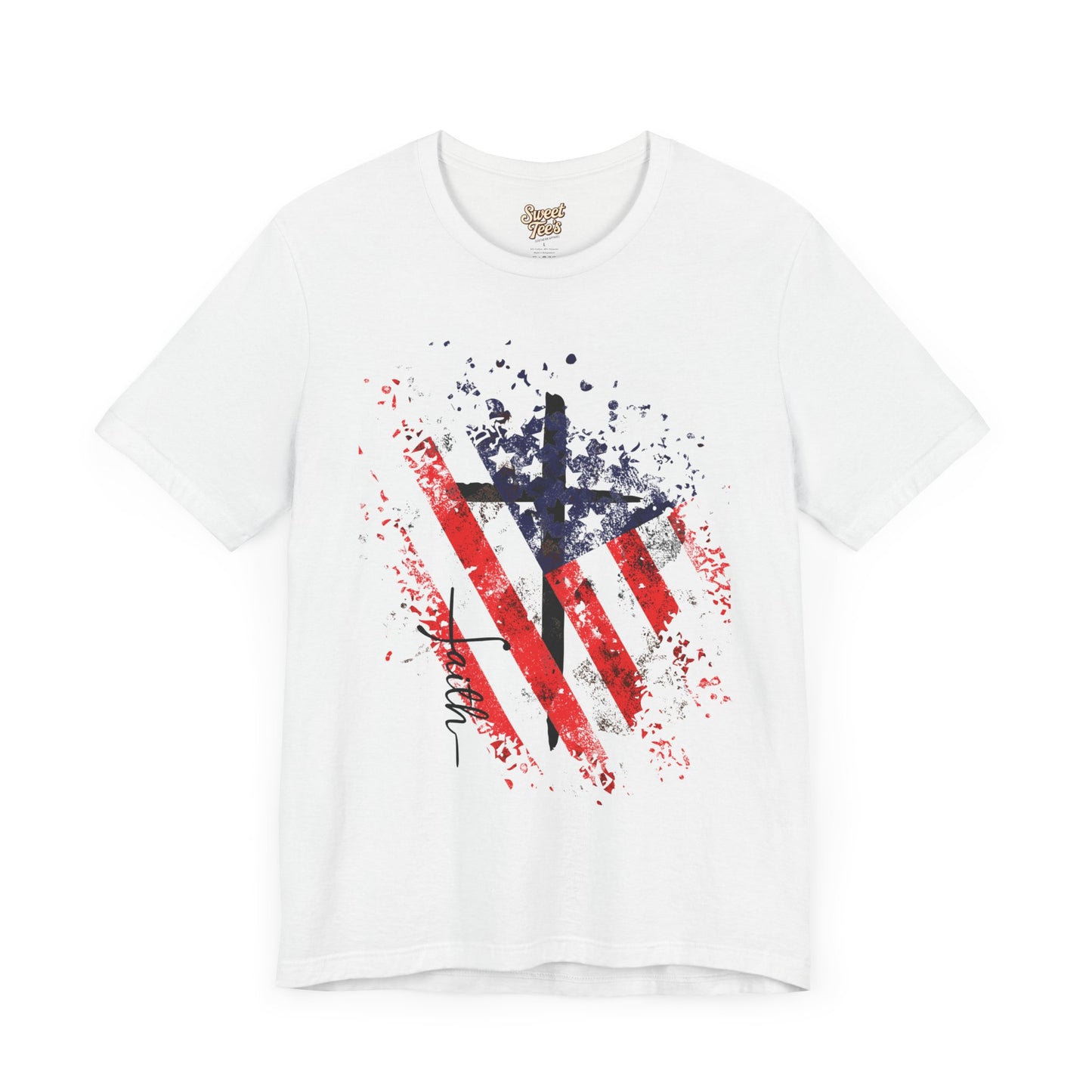 Patriotic Heart Unisex Tee - Red, White, and Blue Design