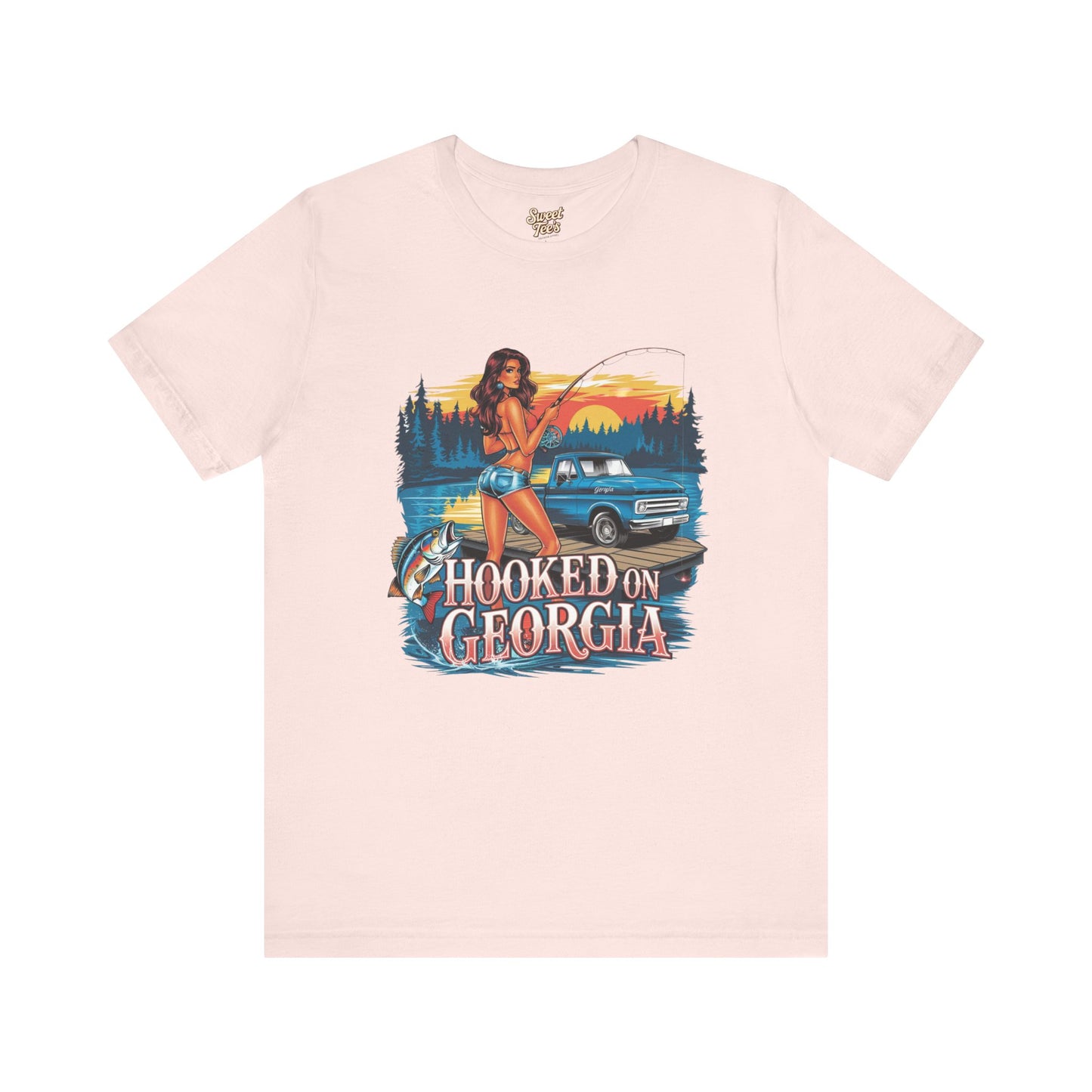 Hooked on Georgia Vintage Fishing Tee - Unisex Jersey Short Sleeve