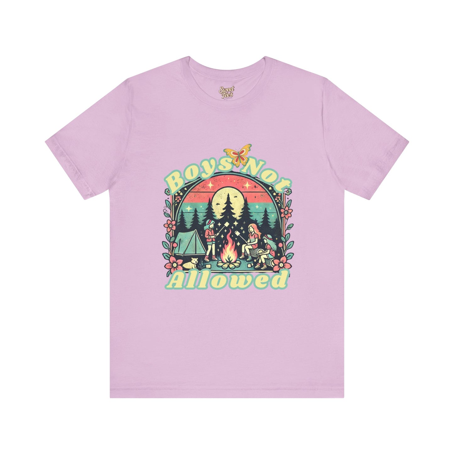 Boys Not Allowed Campfire Tee - Unisex Short Sleeve Shirt for Outdoor Lovers