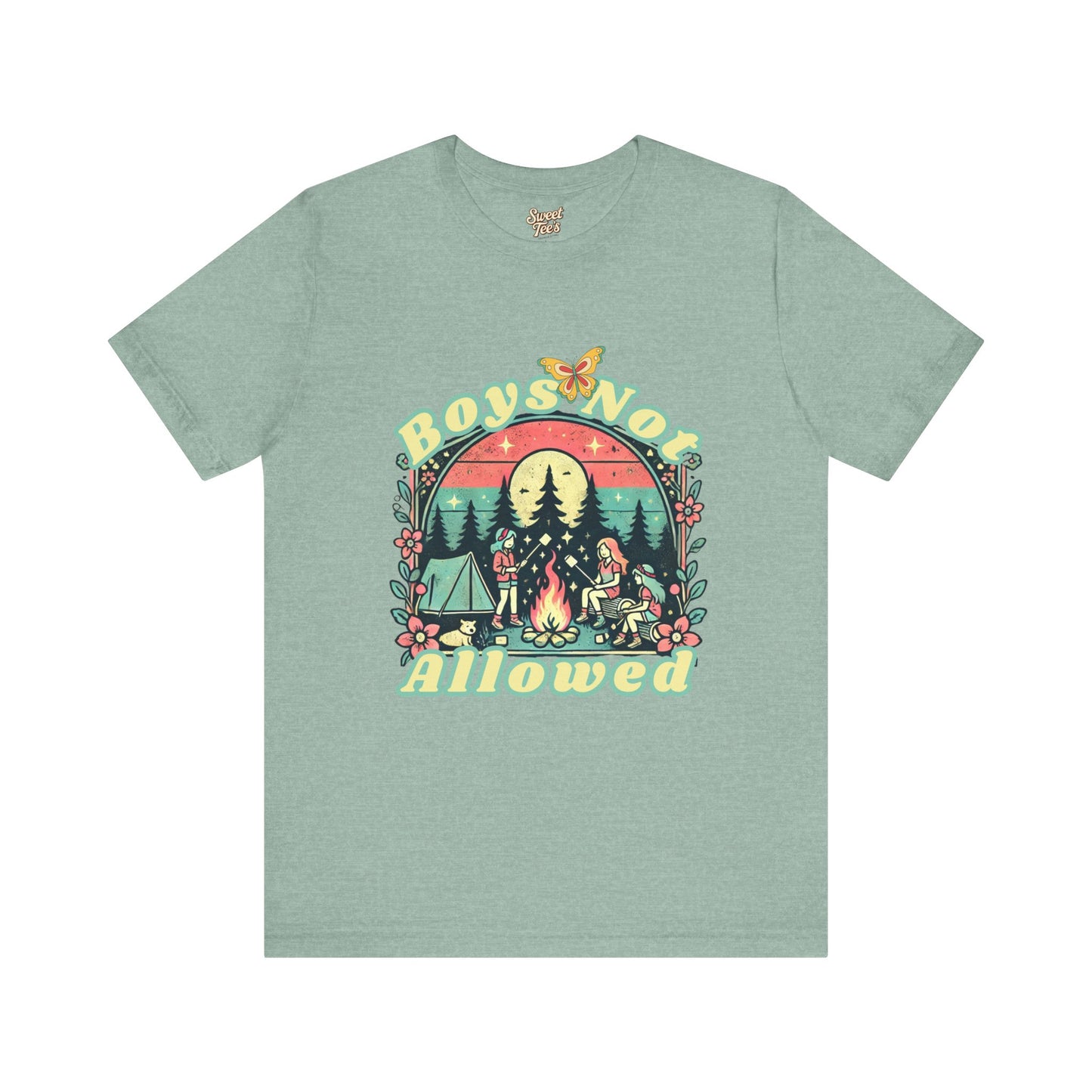 Boys Not Allowed Campfire Tee - Unisex Short Sleeve Shirt for Outdoor Lovers