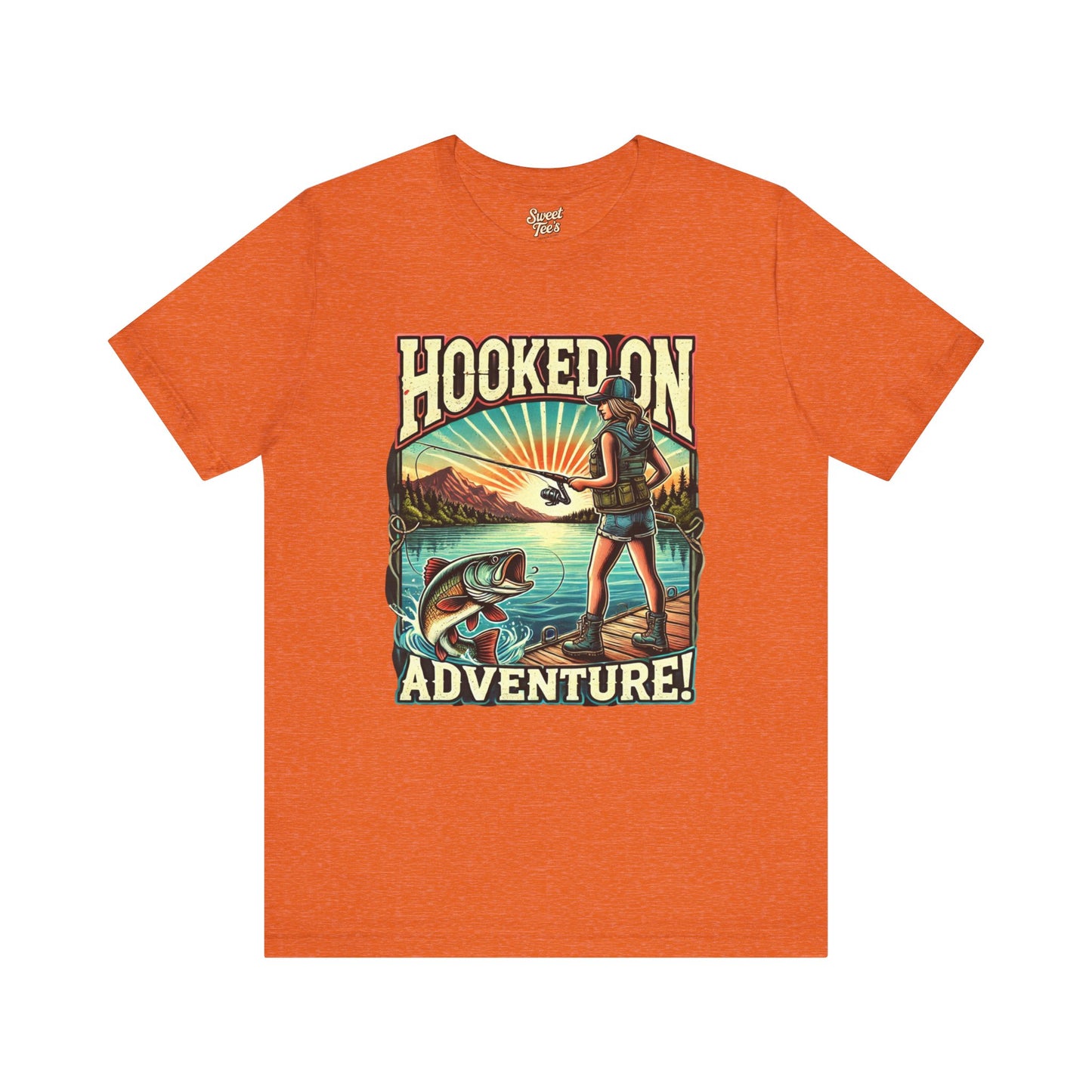 Hooked on Adventure Unisex Jersey Tee - Retro Fishing Graphic Shirt