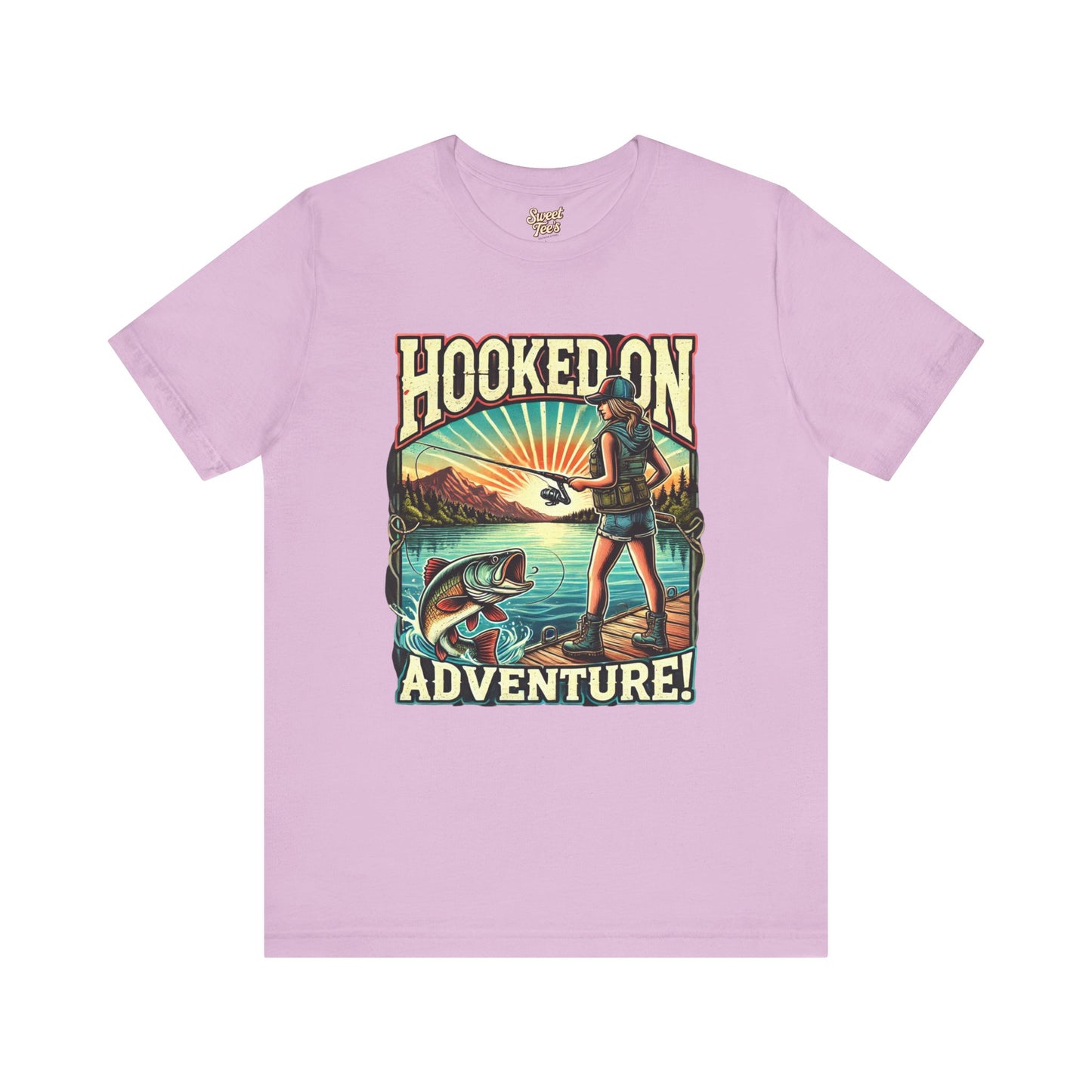 Hooked on Adventure Unisex Jersey Tee - Retro Fishing Graphic Shirt