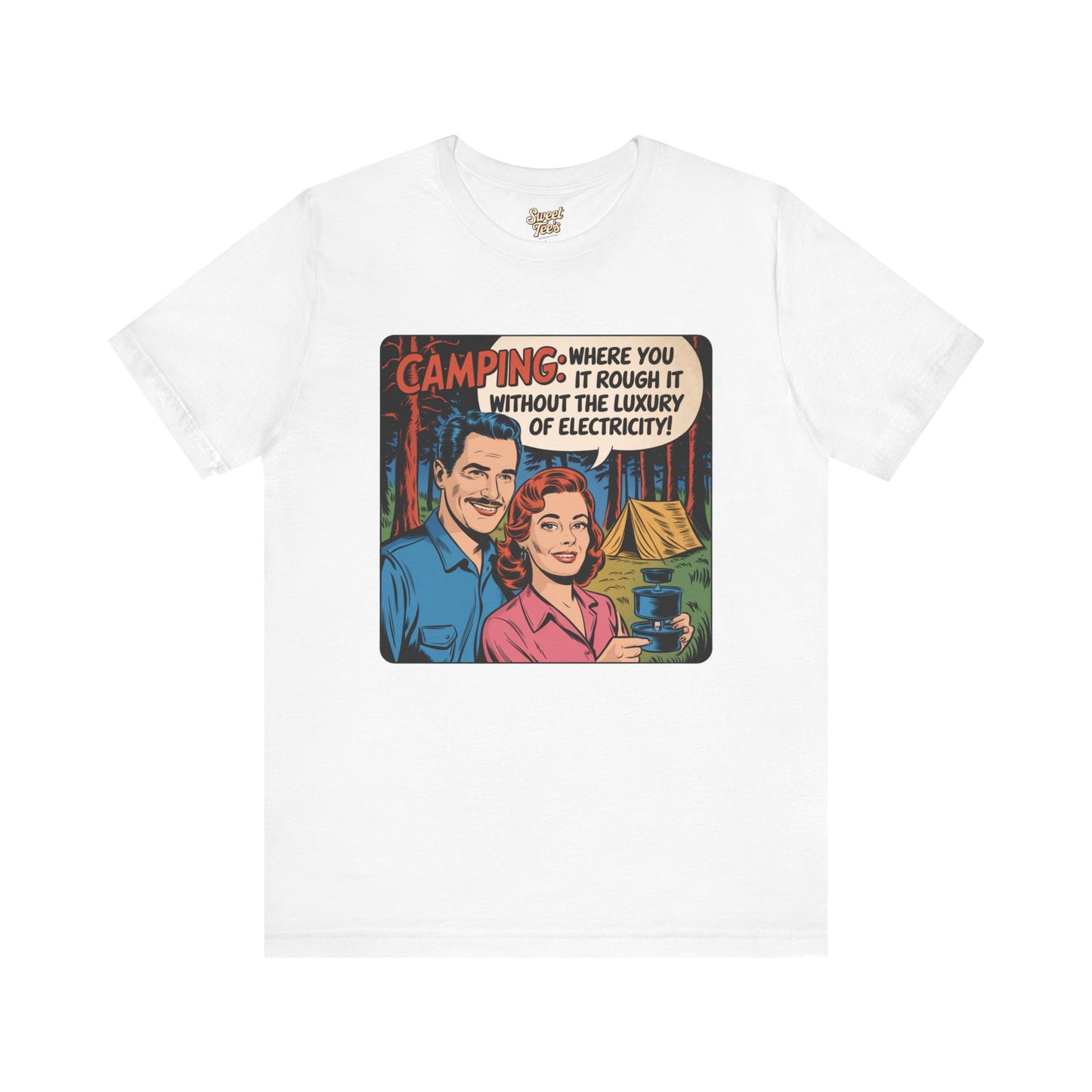Vintage Camping Unisex Jersey Short Sleeve Tee - "Where You Rough It Without the Luxury of Electricity!"