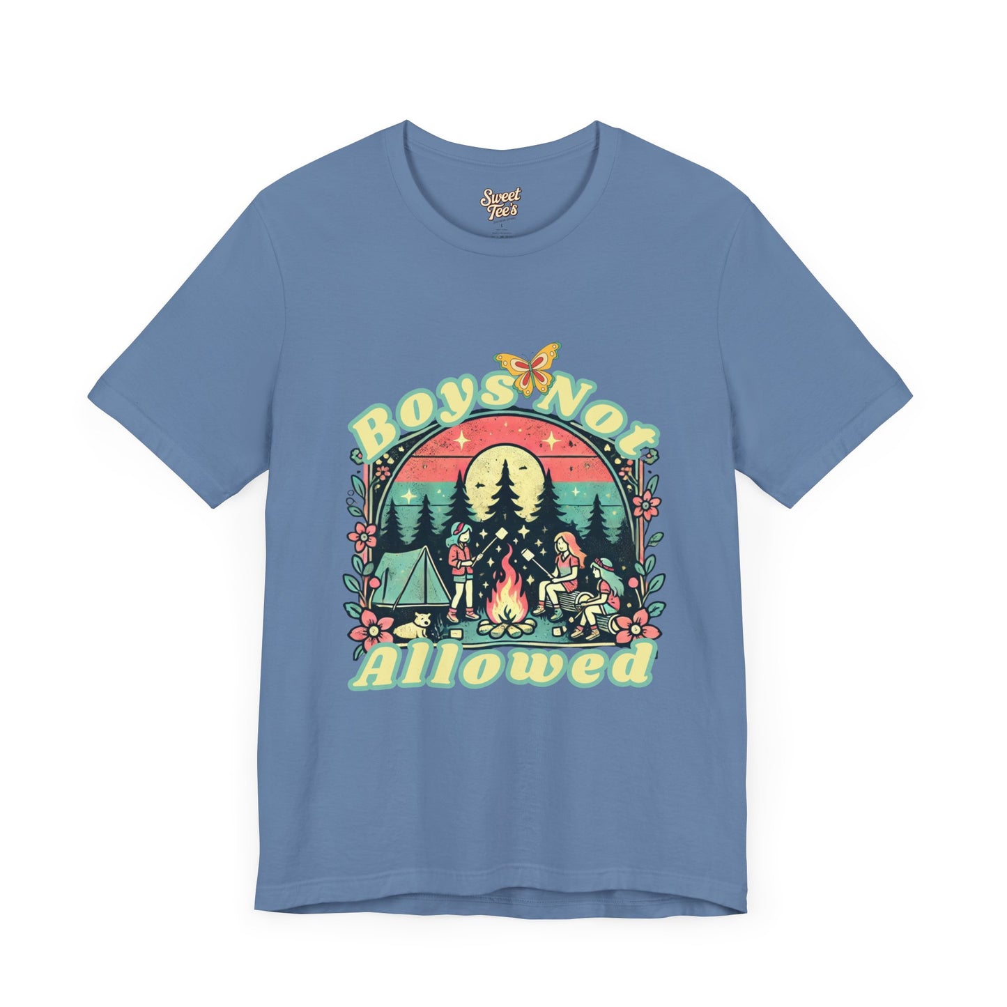 Boys Not Allowed Campfire Tee - Unisex Short Sleeve Shirt for Outdoor Lovers