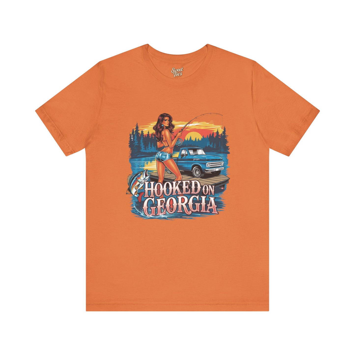 Hooked on Georgia Vintage Fishing Tee - Unisex Jersey Short Sleeve
