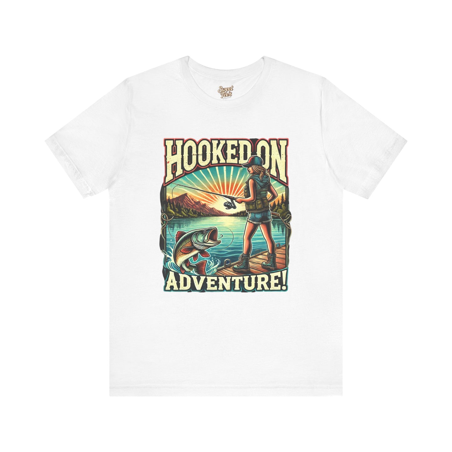 Hooked on Adventure Unisex Jersey Tee - Retro Fishing Graphic Shirt