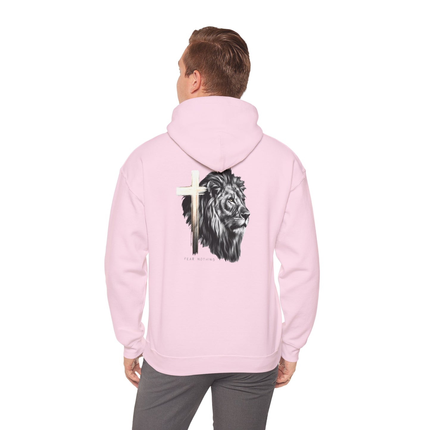 Fear Nothing Lion Cross Hoodie | Unisex Heavy Blend Sweatshirt