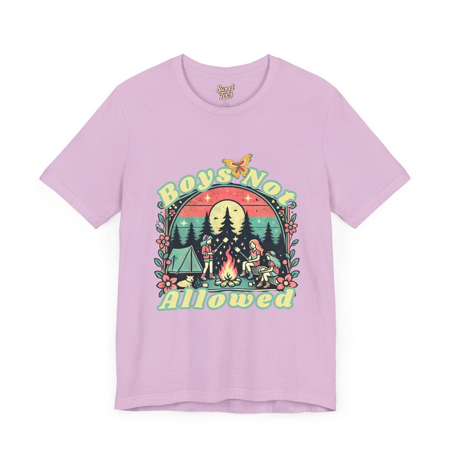 Boys Not Allowed Campfire Tee - Unisex Short Sleeve Shirt for Outdoor Lovers