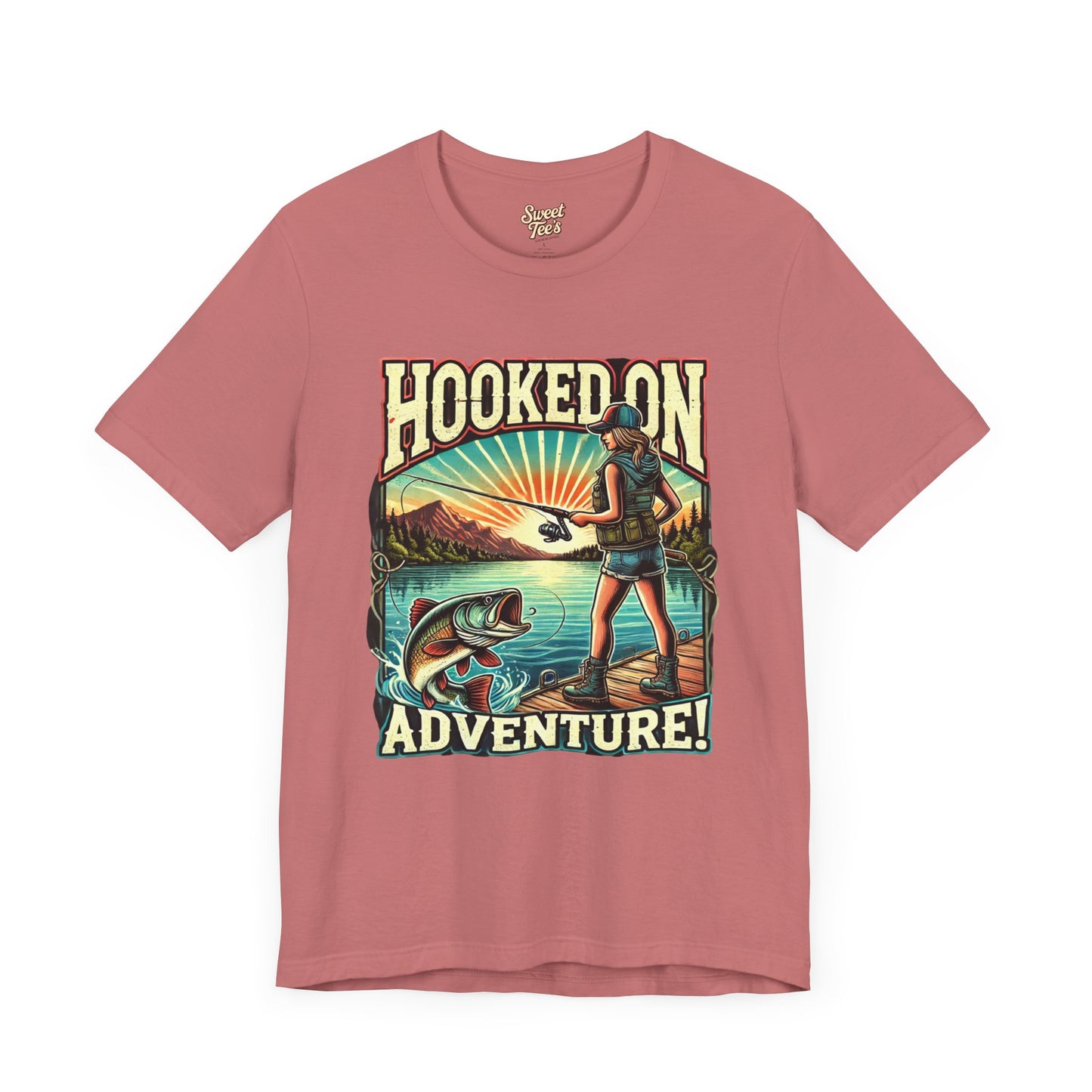 Hooked on Adventure Unisex Jersey Tee - Retro Fishing Graphic Shirt