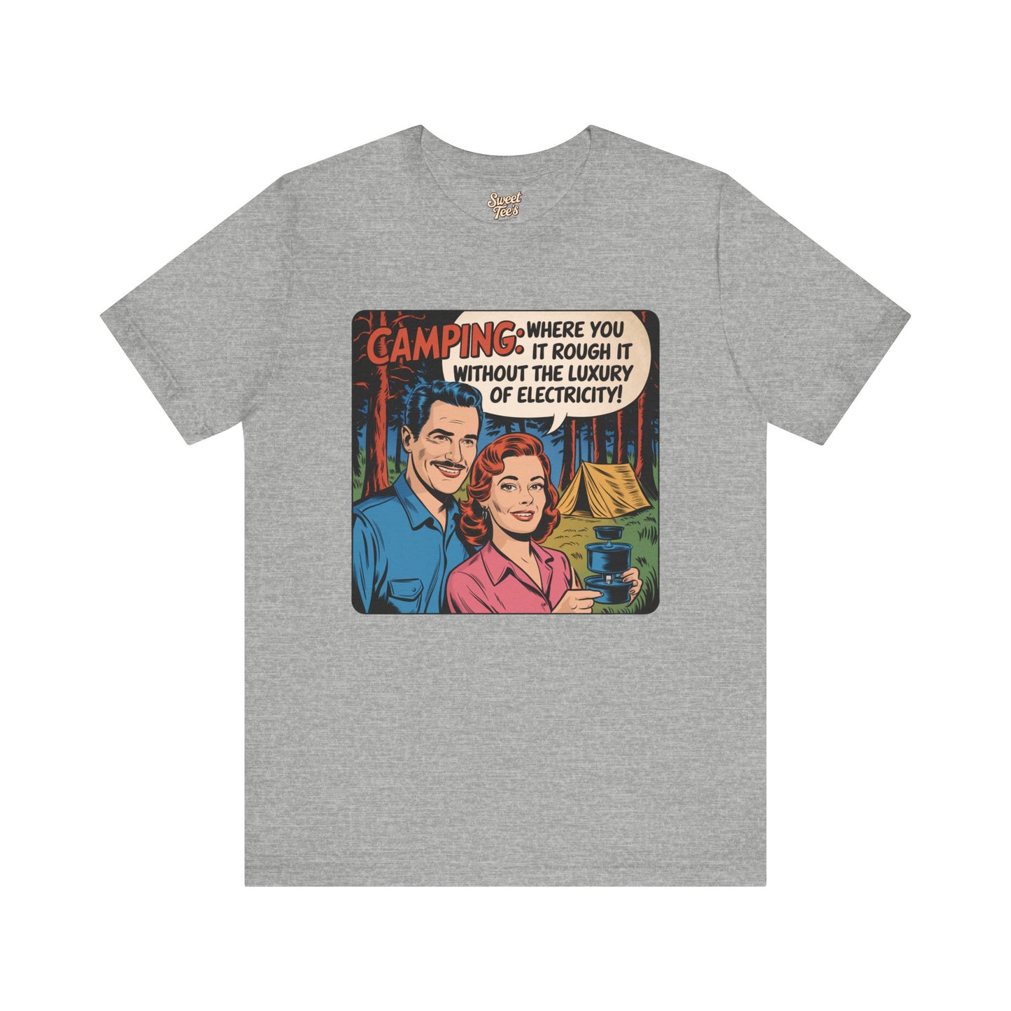 Vintage Camping Unisex Jersey Short Sleeve Tee - "Where You Rough It Without the Luxury of Electricity!"