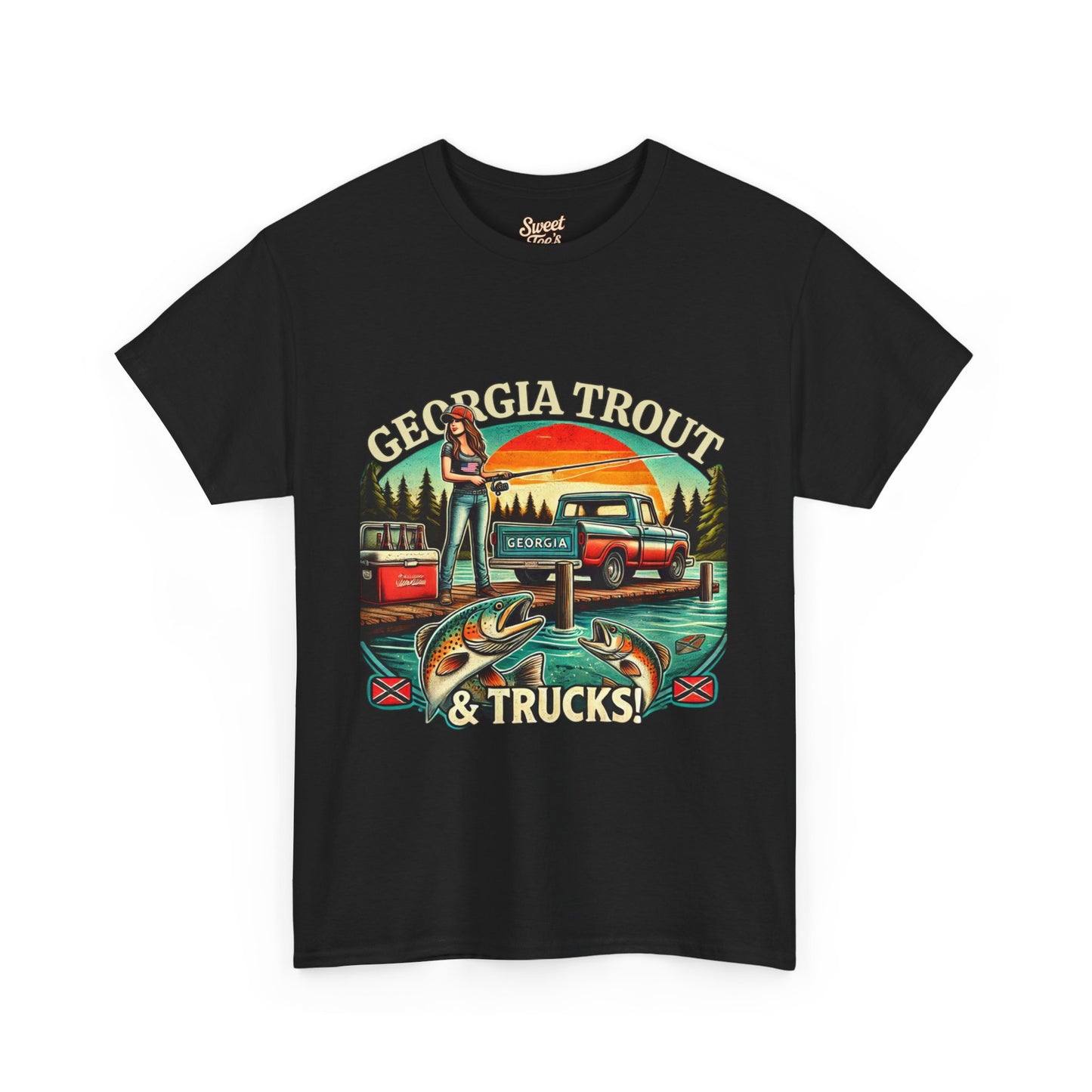 Georgia Trout & Trucks Fishing Unisex Heavy Cotton Tee