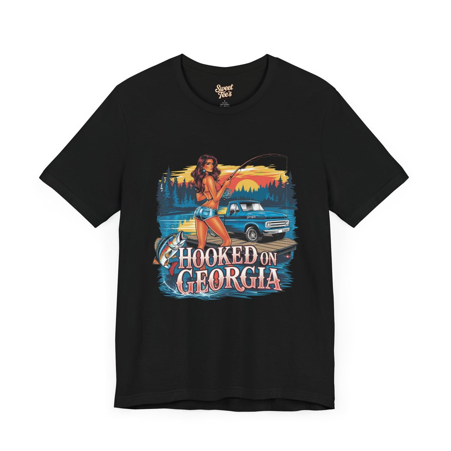 Hooked on Georgia Vintage Fishing Tee - Unisex Jersey Short Sleeve