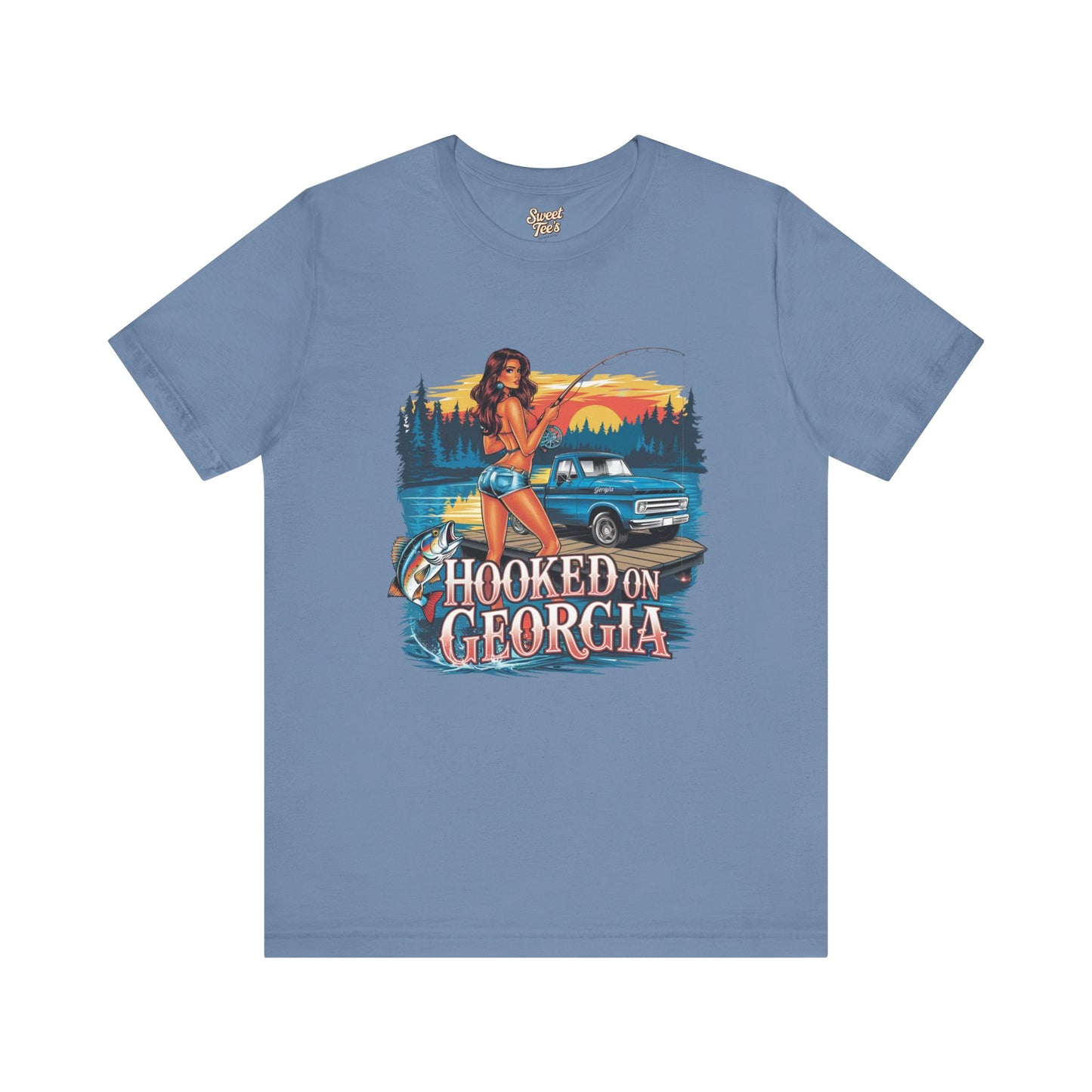 Hooked on Georgia Vintage Fishing Tee - Unisex Jersey Short Sleeve