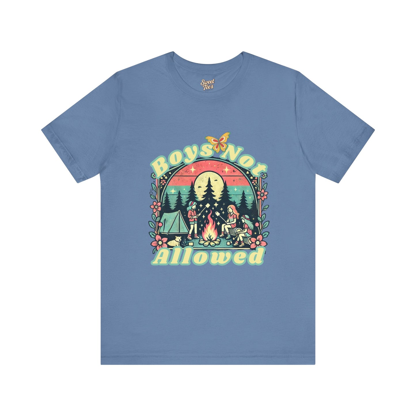 Boys Not Allowed Campfire Tee - Unisex Short Sleeve Shirt for Outdoor Lovers