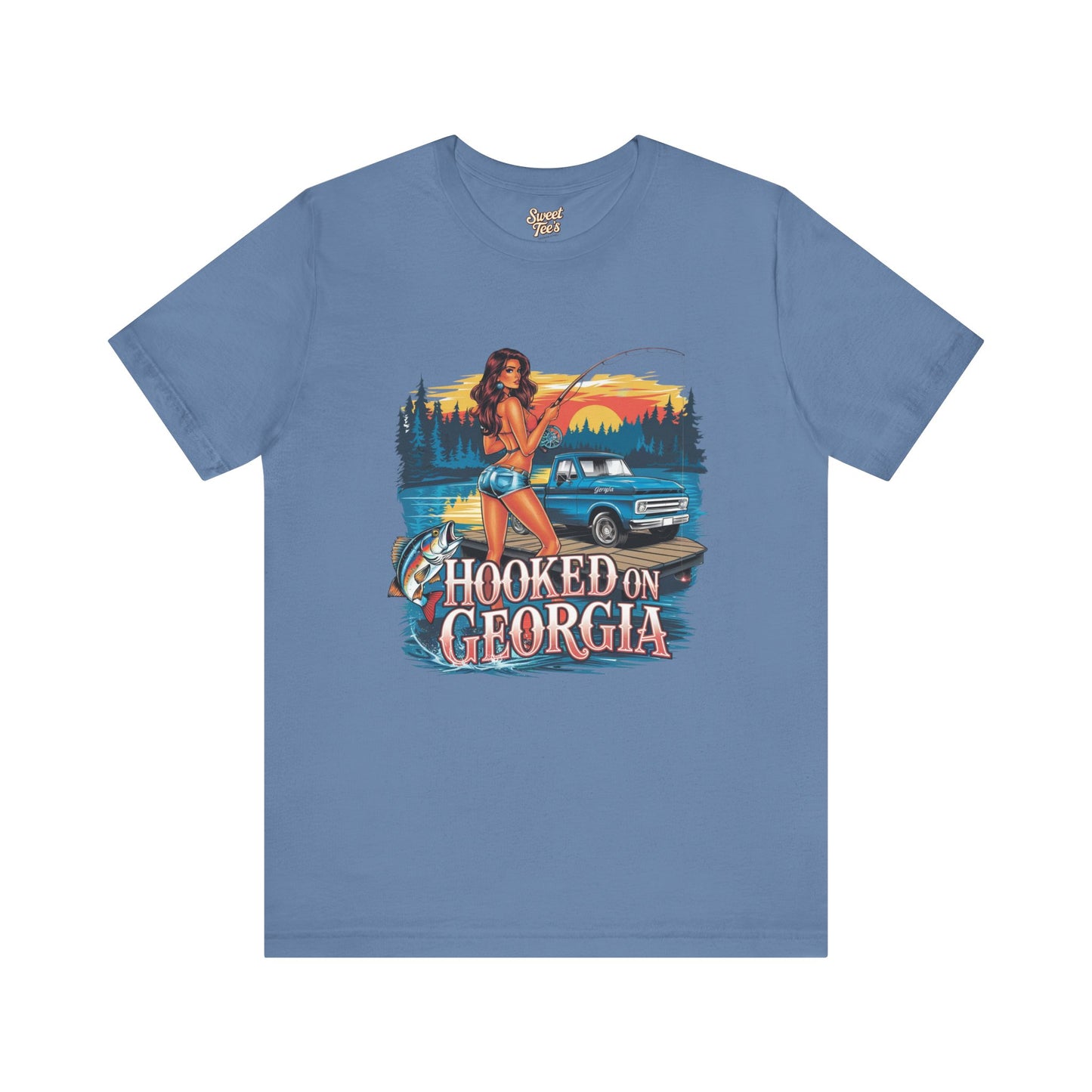 Hooked on Georgia Vintage Fishing Tee - Unisex Jersey Short Sleeve
