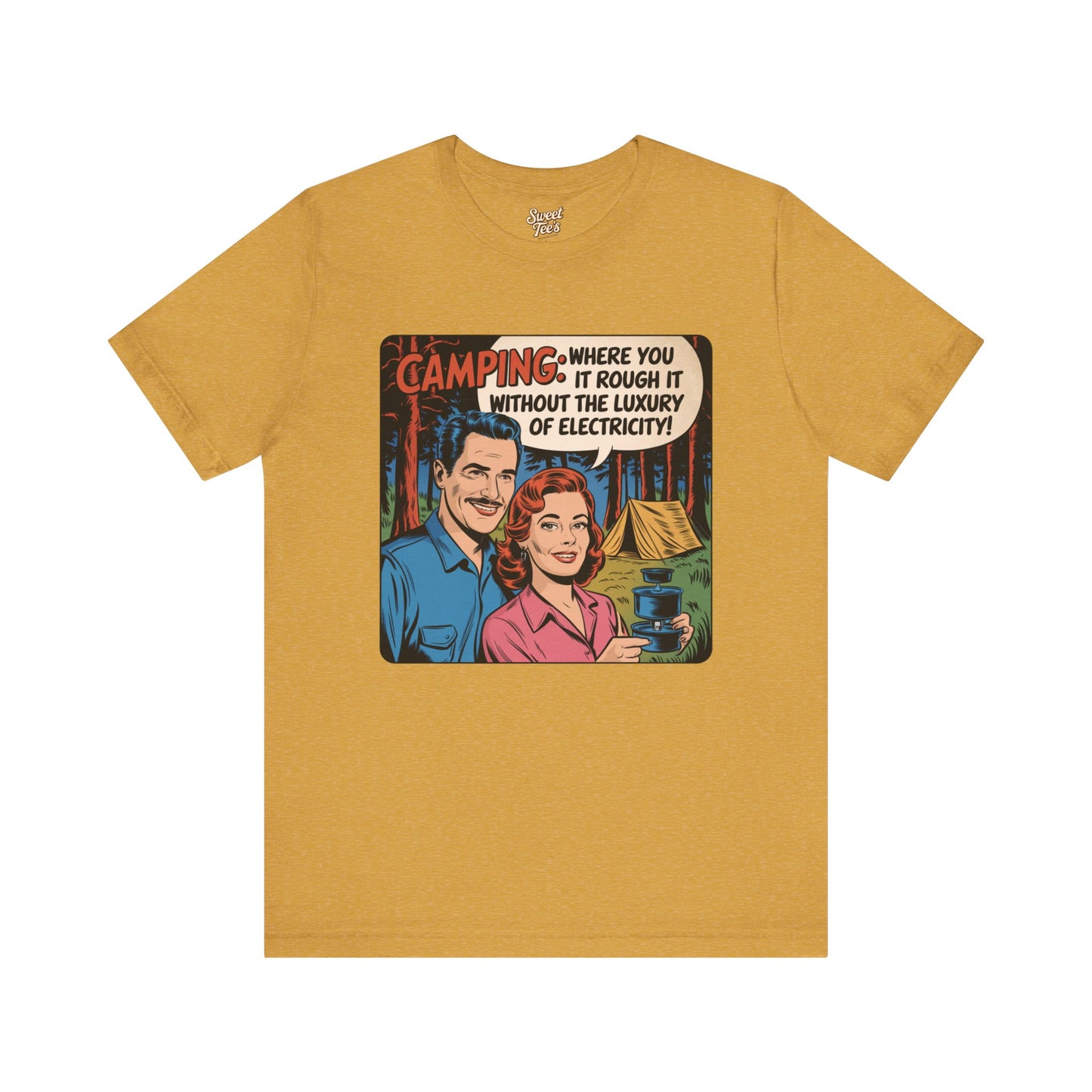 Vintage Camping Unisex Jersey Short Sleeve Tee - "Where You Rough It Without the Luxury of Electricity!"